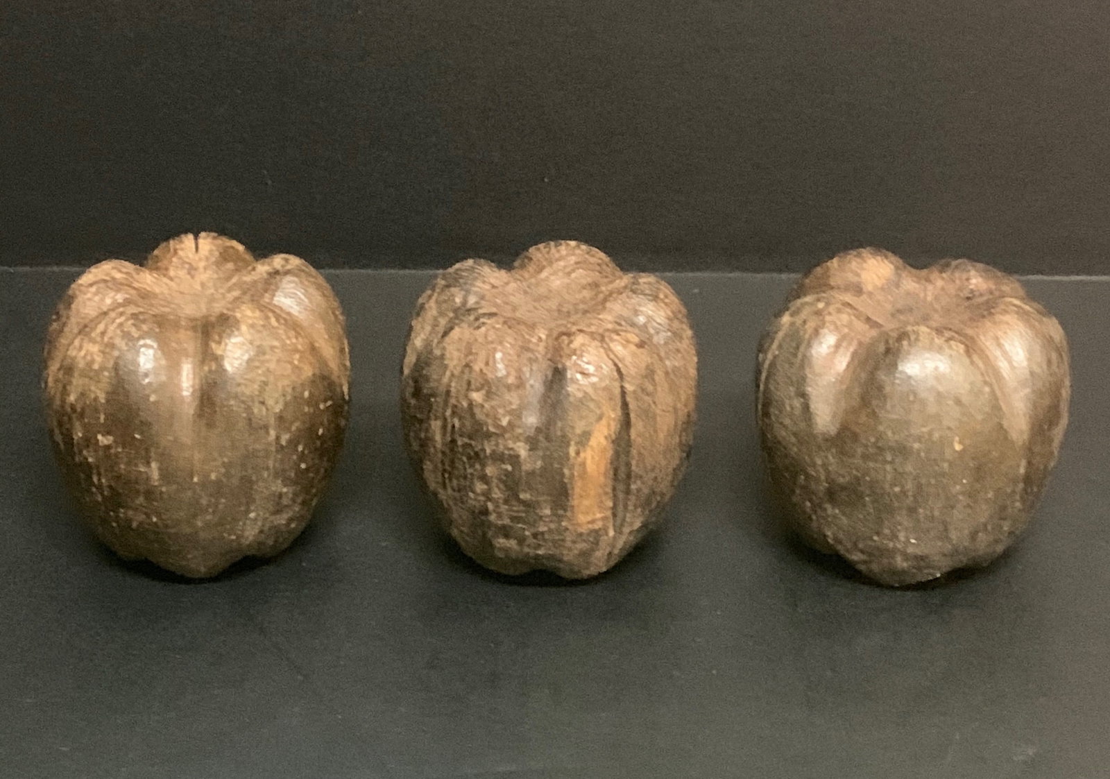 Carved Wood Apple Sculpture Lot of 3 (1 of 6)