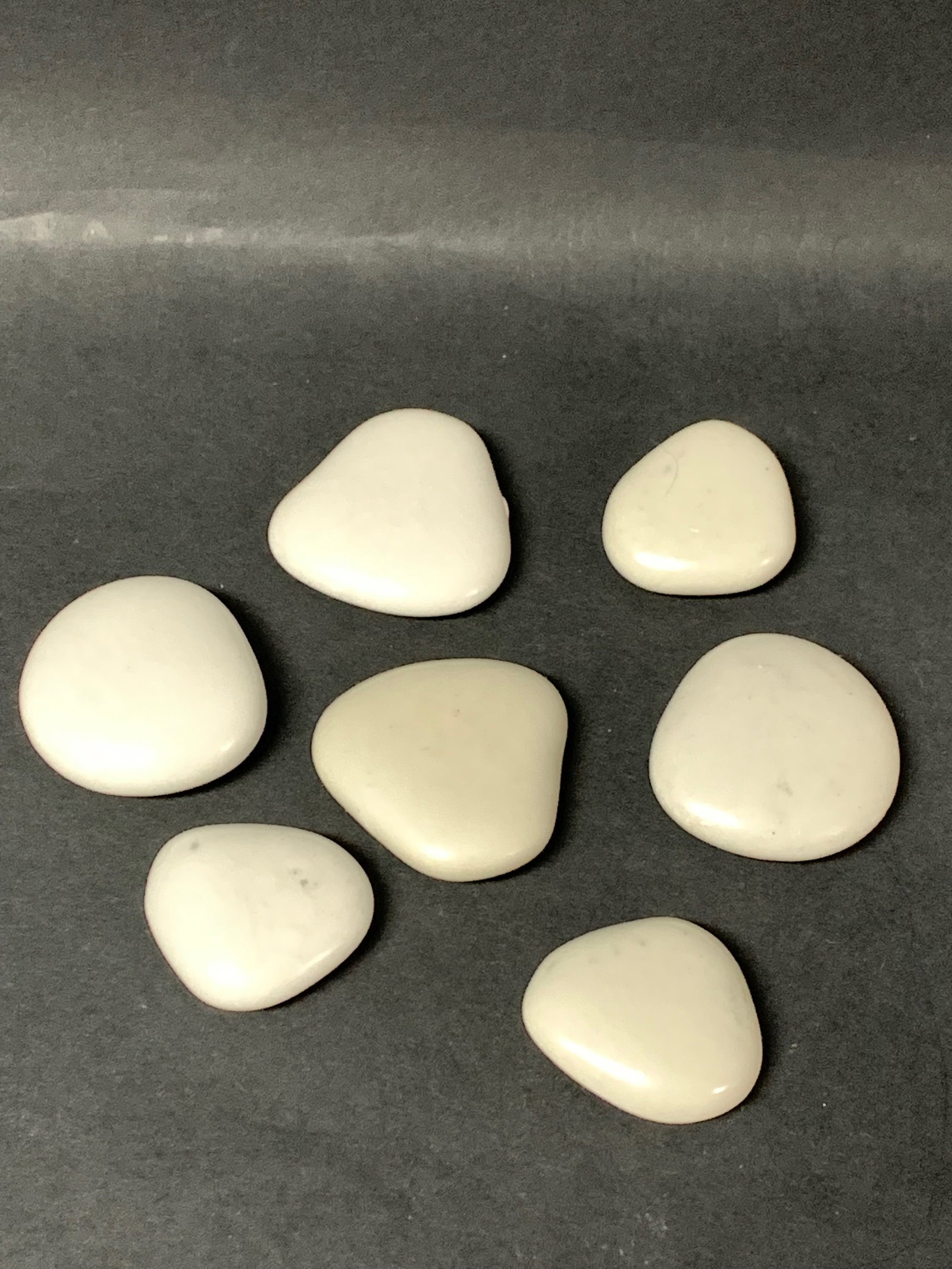 Lot of 7 White Healing Stone from Madagascar: Lot of 7 White Healing Stone from Madagascar. The dimension is 1.5 inches high x 1.5 inches wide. Please be aware that some of the items are vintage, secondhand, old ages, antiques and may have a defe