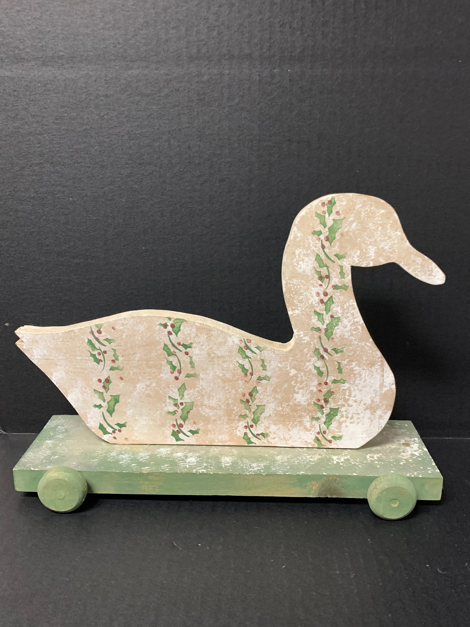 Vintage Folk Art Carved Wooden Painted Decoy Duck Push Toy Sculpture: Vintage Folk Art Carved Wooden Painted decoy Duck Push Toy Sculpture. The dimension is 8.75 inches high x 12 inches wide. Please be aware that some of the items are vintage, secondhand, old ages, anti
