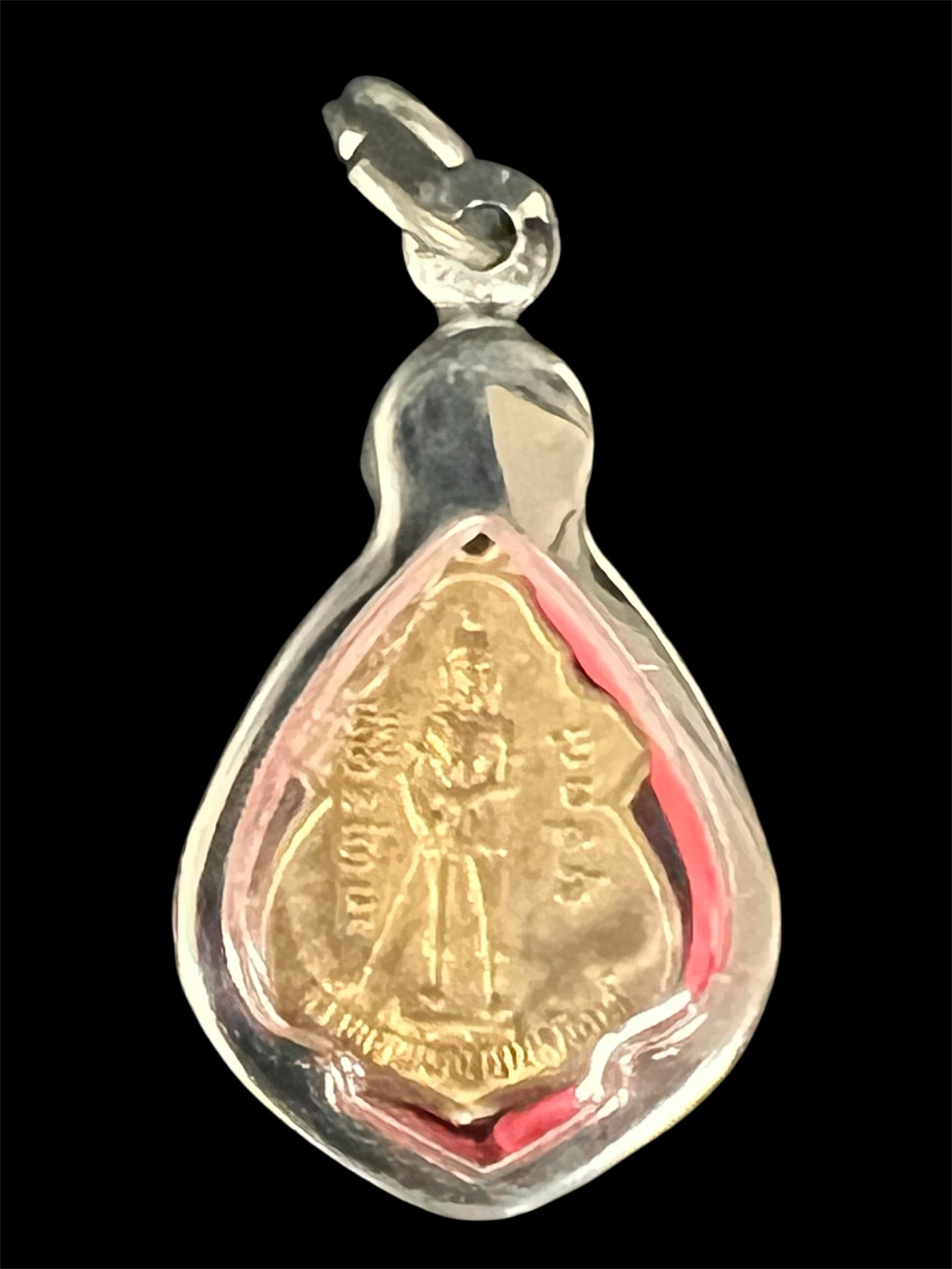 Thai Clay Buddha Amulet Charm Pendant: Thai Clay Buddha Amulet Charm Pendant. The dimension is 1 inches high x 1 inches wide. Please be aware that some of the items are vintage, secondhand, old ages, antiques and may have a defects or sign