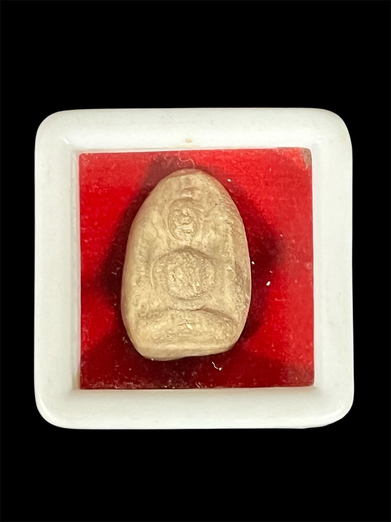Thai Clay Buddha Amulet Charm Pendant: Thai Clay Buddha Amulet Charm Pendant. The dimension is 1 inches high x 1 inches wide. Please be aware that some of the items are vintage, secondhand, old ages, antiques and may have a defects or