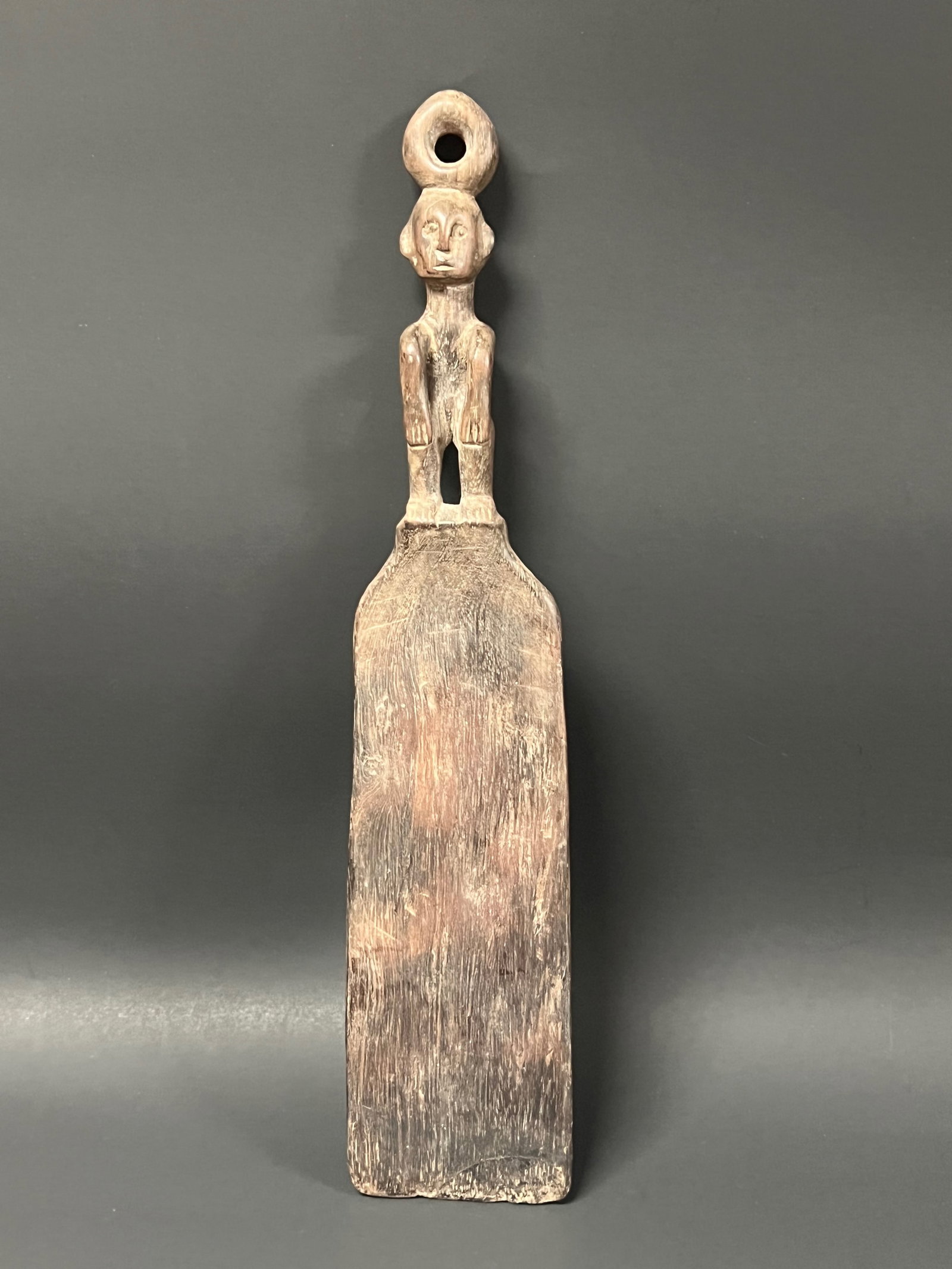 Philippine Tribal Art Ifugao Bulul Cooking Utensil: Philippine Tribal Art Ifugao Bulul Cooking Utensil. The dimension is 14.75 inches high x 3 inches wide. Please be aware that some of the items are vintage, secondhand, old ages, antiques and may have 