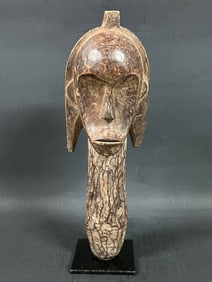 Carved Wood Fang Head Statue