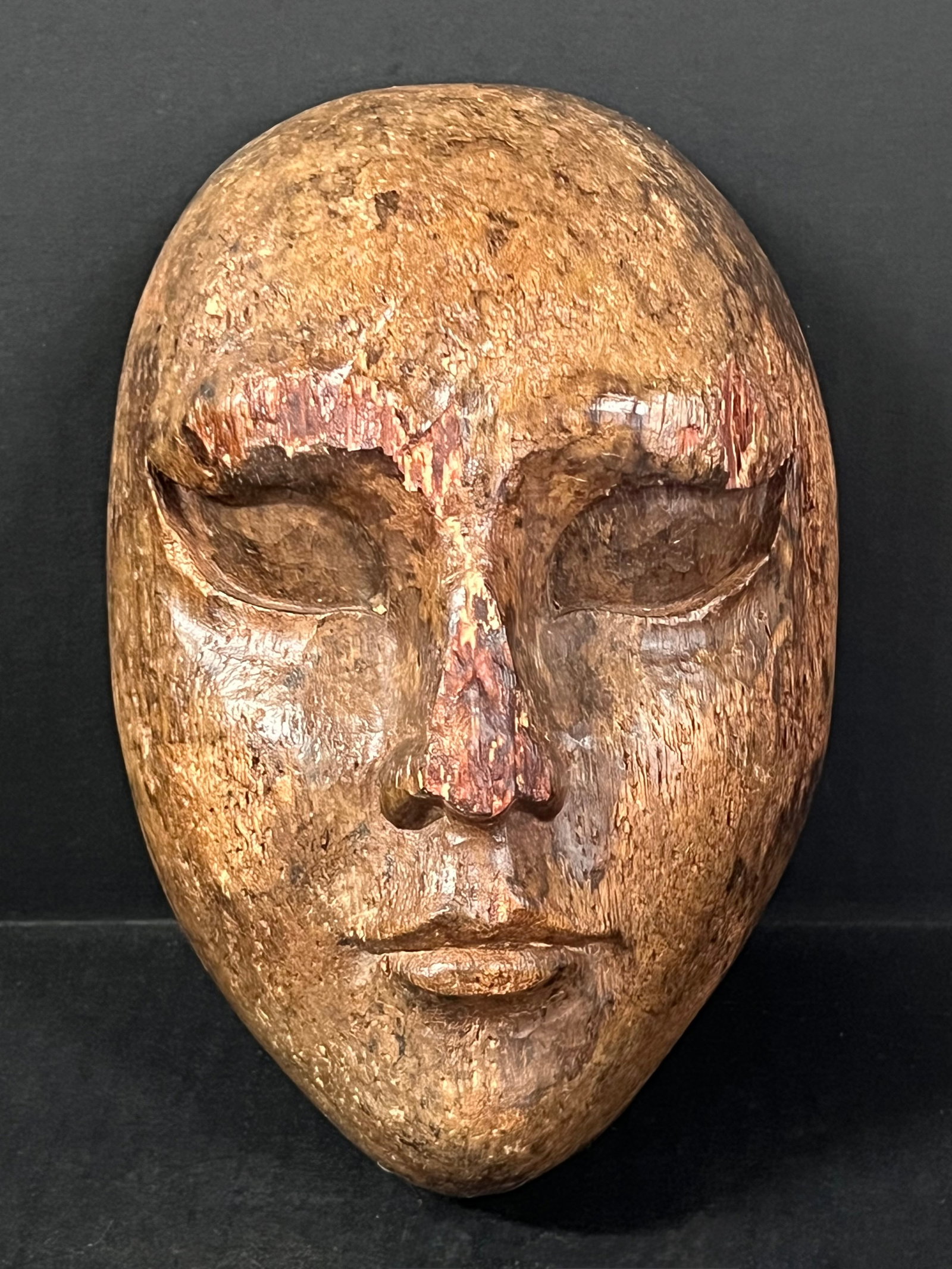 Folk Art Hand Carved Wooden Male Face Sculpture: Vintage Folk Art Hand Carved Wooden Male Face Home Decor Sculpture. The dimension is 9.25 inches high x 6 inches wide. Please be aware that some of the items are vintage, secondhand, old ages, antique