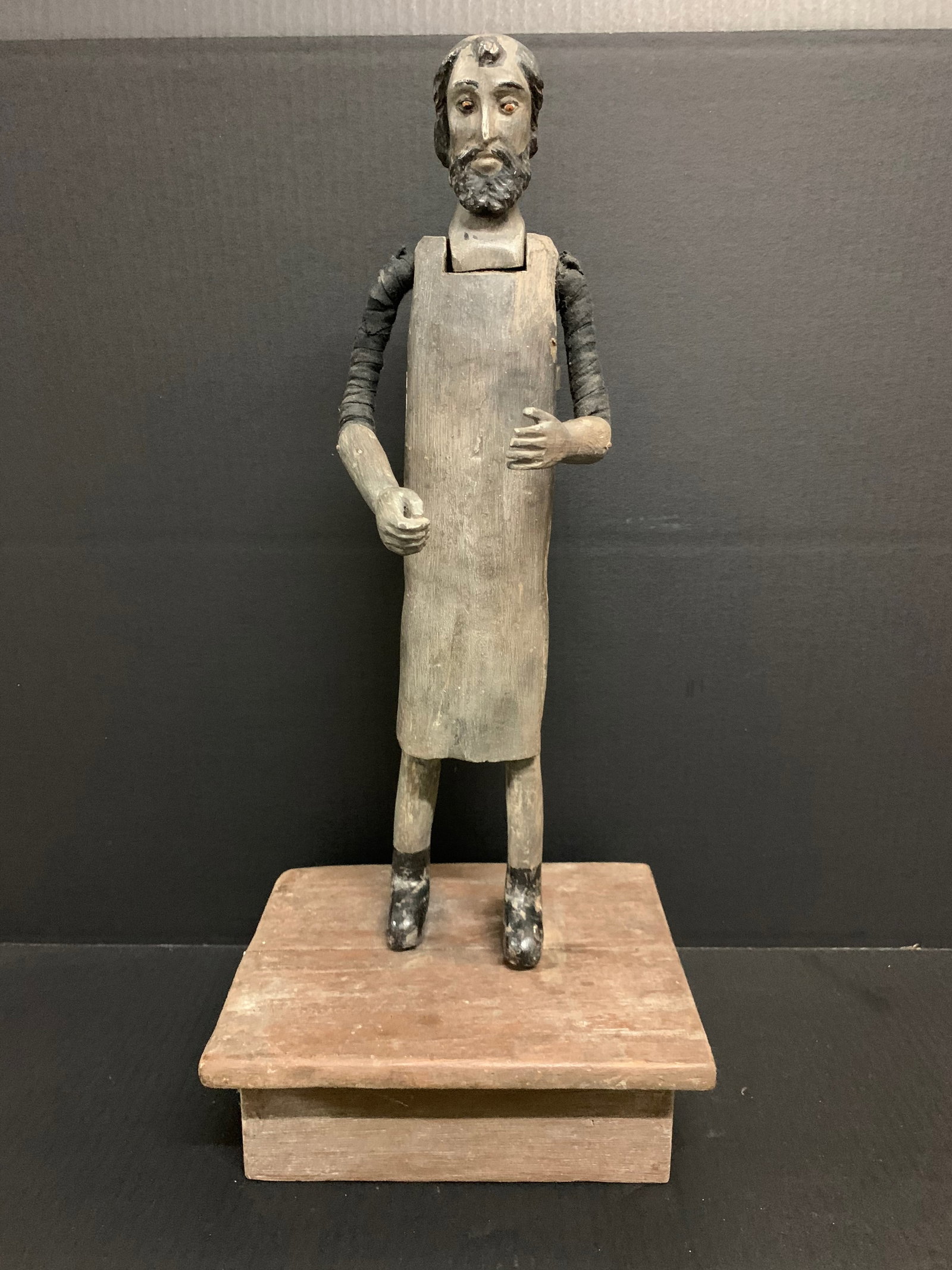 Religious Art Carved Wood Male Saint Mannequin Sculpture: Religious Art Carved Wood Male Saint Mannequin Sculpture. The dimension is 23 inches high x 10 inches wide. Please be aware that some of the items are vintage, secondhand, old ages, antiques and may h