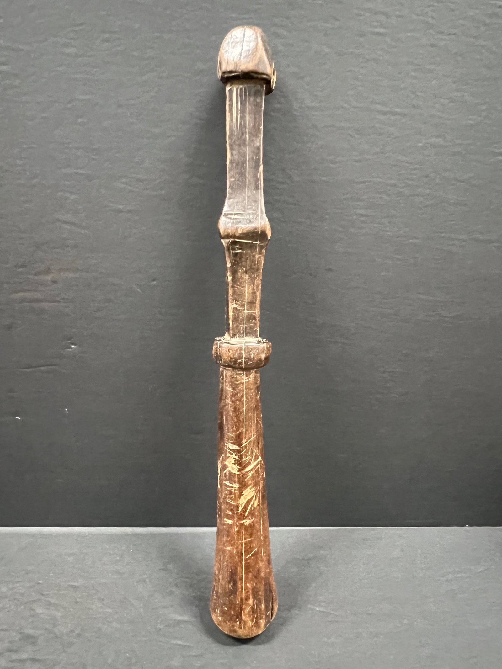 Carved Wood Tanzania Scepter: African Tribal Art Carved Wood Tanzania Scepter . The dimension is 14 inches high x 2 inches wide. Please be aware that some of the items are vintage, secondhand, old ages, antiques and may have a def