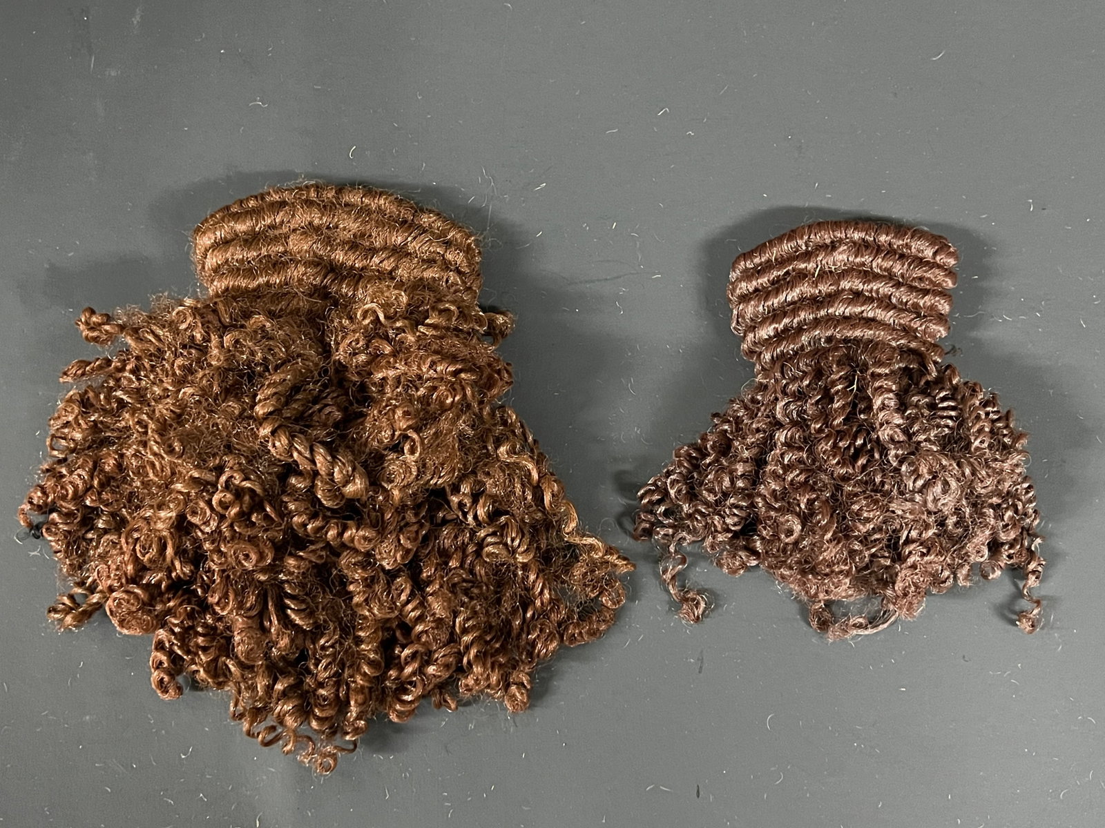 Artificial Hair of Saints 2 pieces: Religious Art Artificial Hair of Saints 2 pieces. The dimension is 6 inches long and 8 inches long. Please be aware that some of the items are vintage, secondhand, old ages, antiques and may have a de