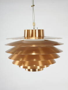 Svend Middelboe for Nordisk Solar Compagni Light: Svend Middelboe for Nordisk Solar Compagni Light Copper pendant light, model Verona, designed by Svend Middelboe. Made in Denmark. Measures approximately 10.5" tall by 15.5" in diameter.