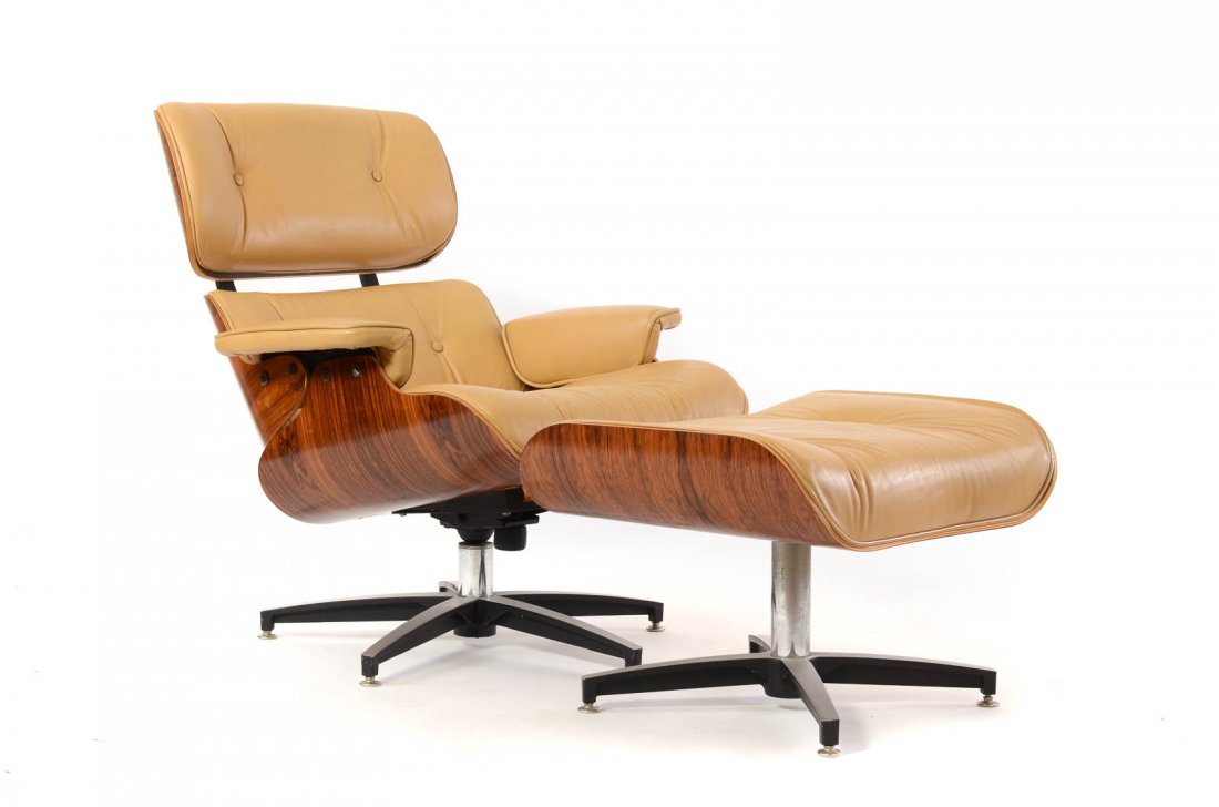 Rosewood Eames Style Lounge Chair with Ottoman (1 of 13)