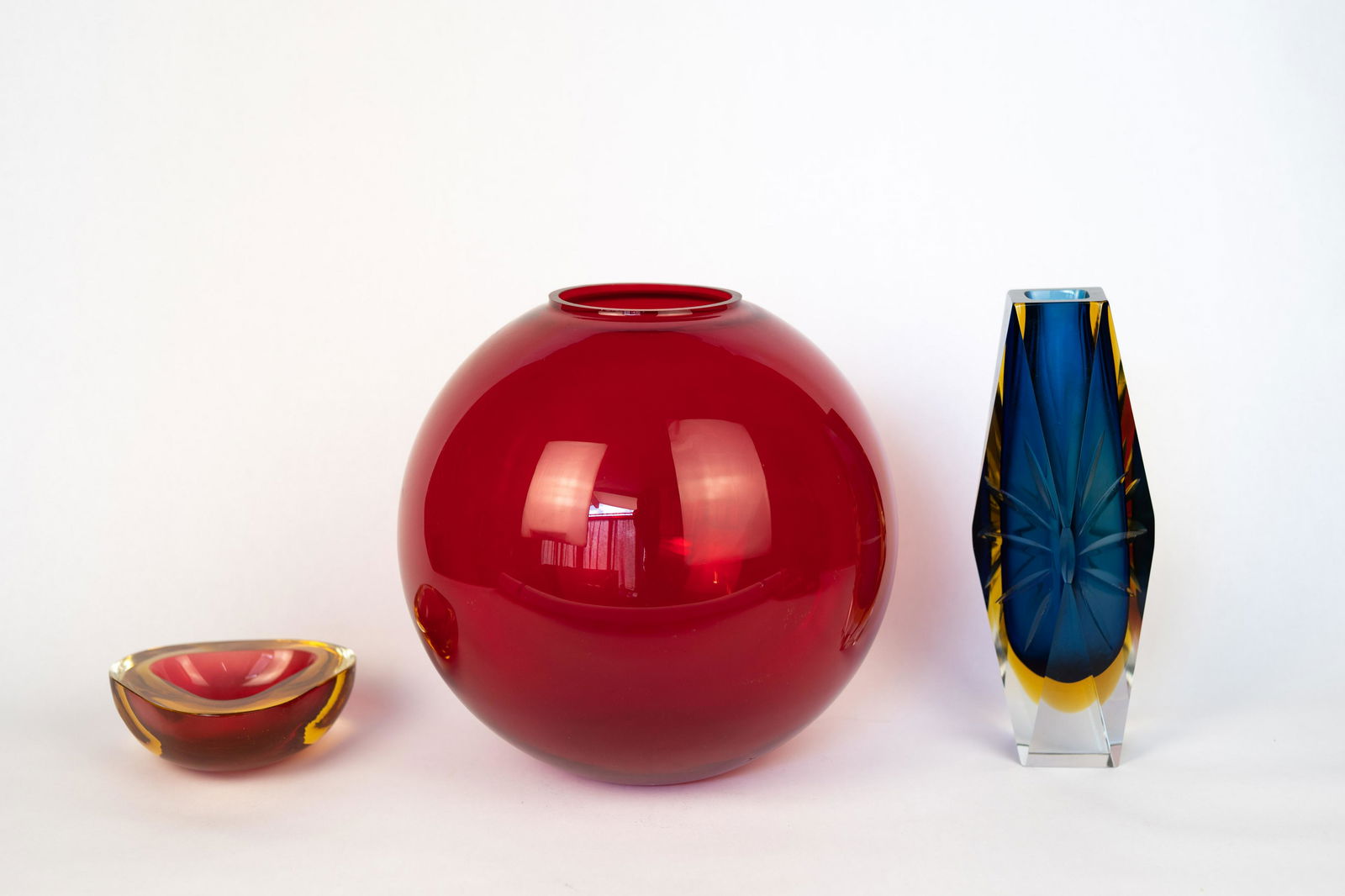 Colorful Glass Lot with Red Vase (1 of 13)