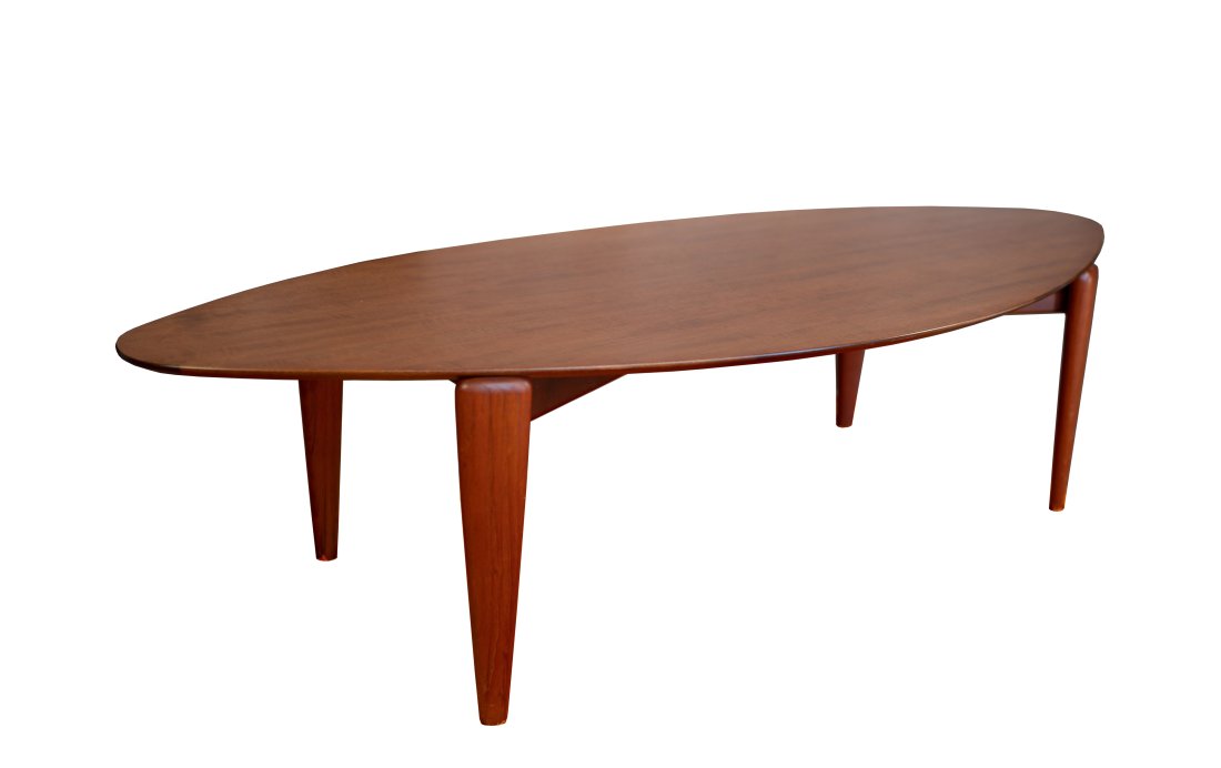 Rare BRDR Dalsgaard Danish Surfboard Teak Coffee Table (1 of 14)