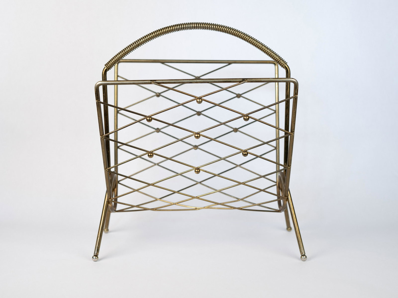Atomic Metal Magazine Holder with Handle: 16.5 inches wide, 18.25 inches tall and 11.5 inches deep.