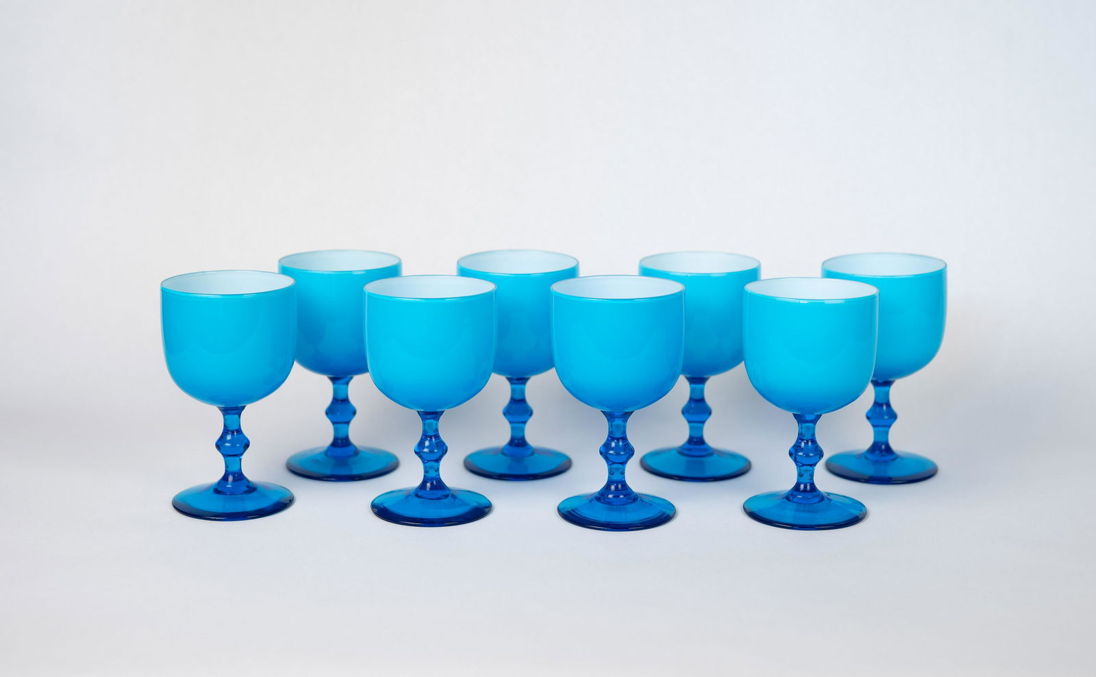 Vintage Italian Murano glasses by Carlo Moretti, Set of 8 Goblets (1 of 6)