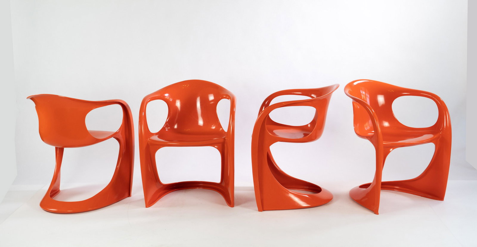 Alexander Begge Casalino Set of 4 Red Plastic Stackable Cantilever Arm Chairs (1 of 7)