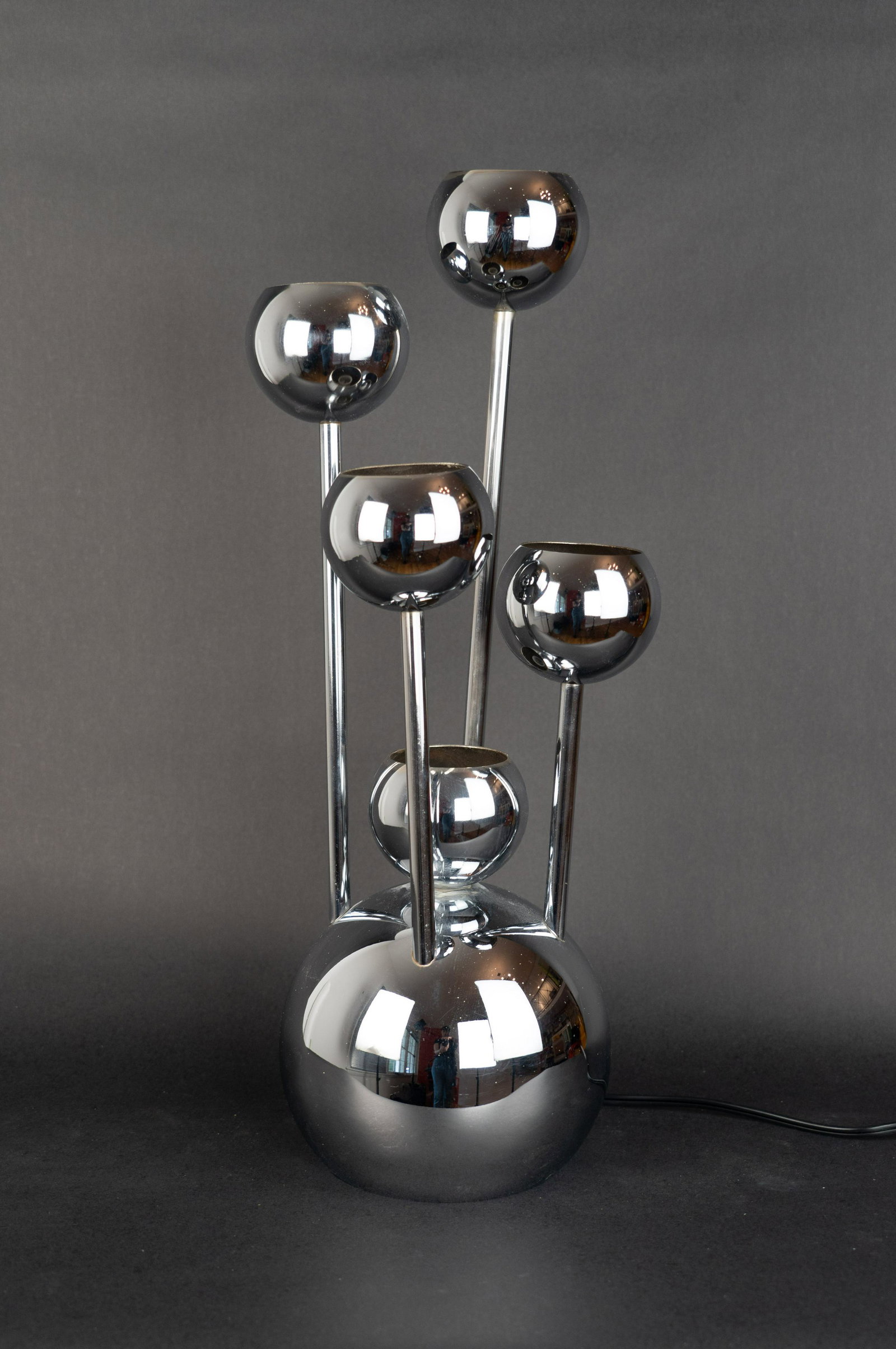 Robert Sonneman Style Chrome Five-Light Eyeball Cluster Table Lamp (1 of 8)