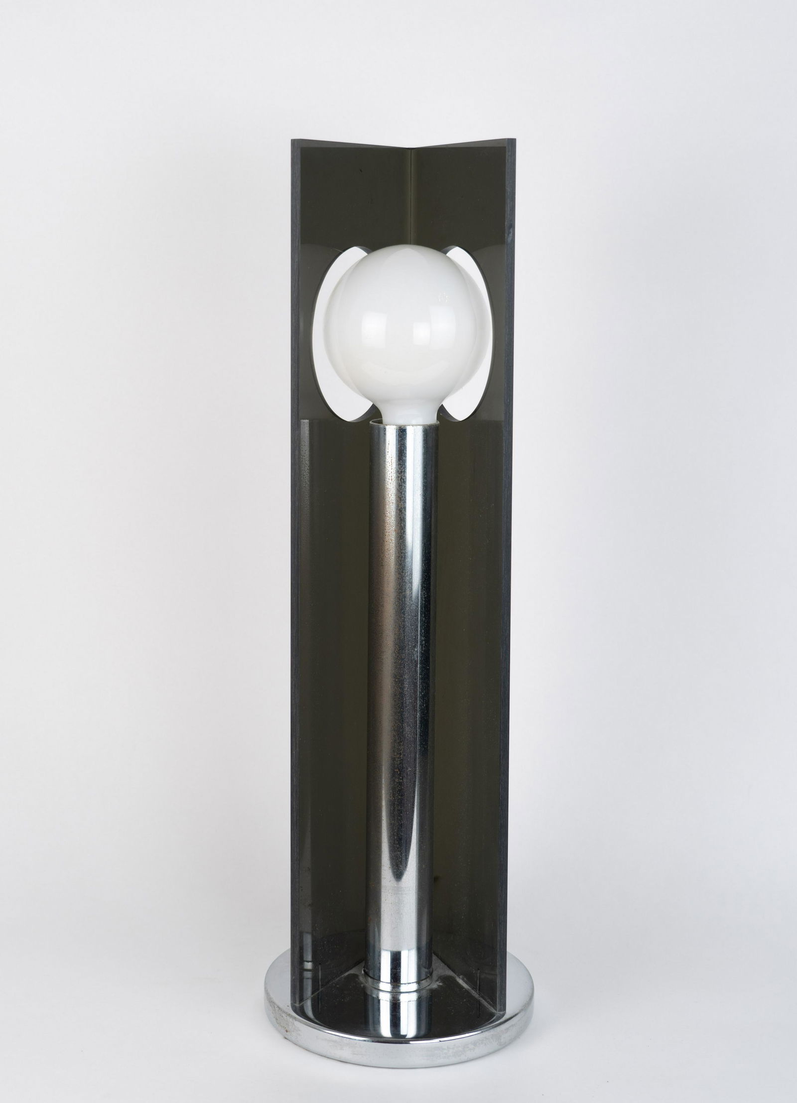 Smokey Lucite and Chrome Table Lamp (1 of 7)