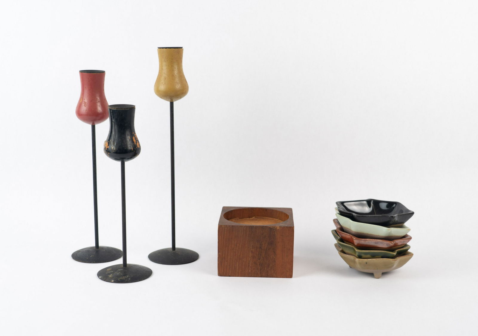 Laurids Lonborg Candle Holders, Teak Coaster Set and 5 Leaf Dishes (1 of 13)