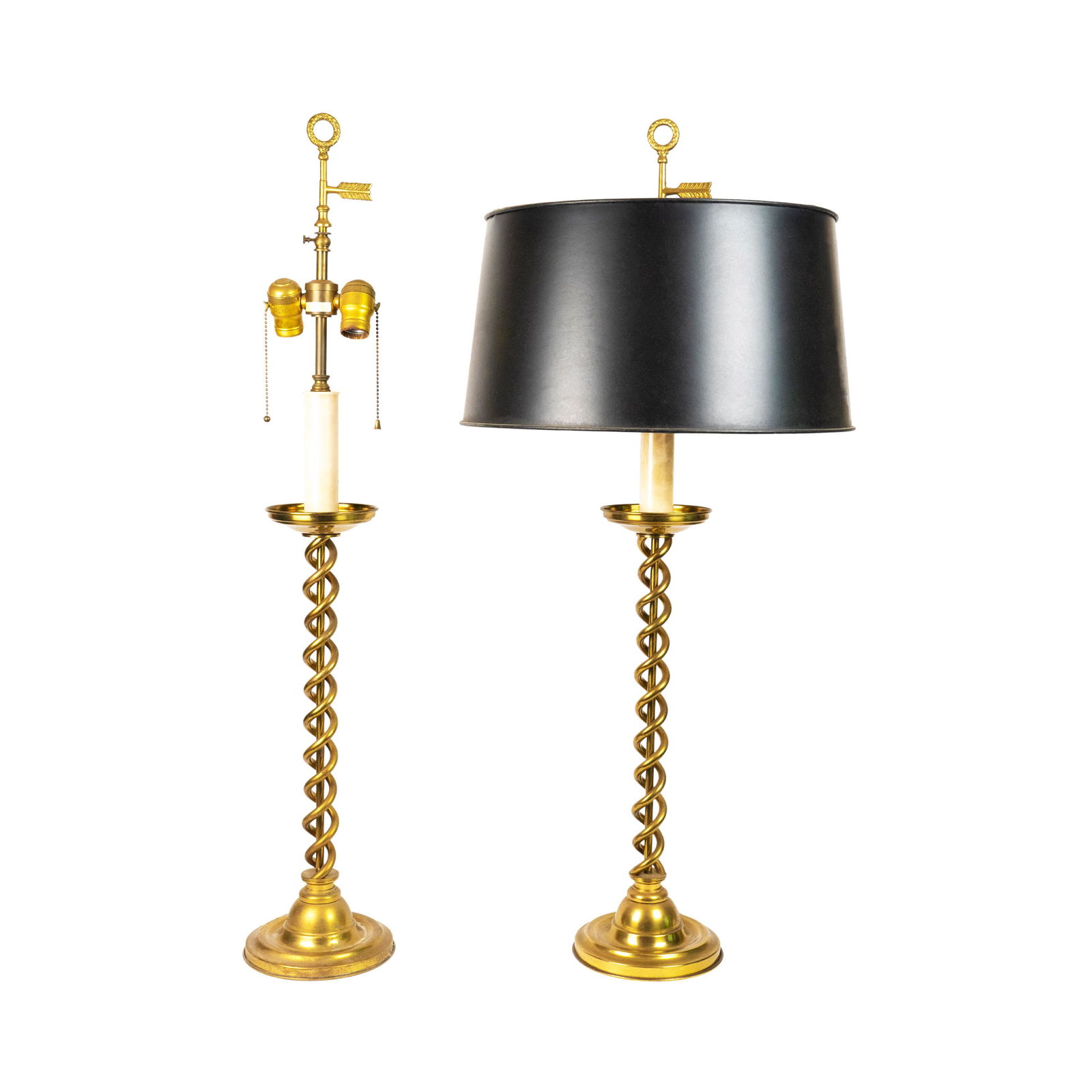 Pair of Warren Kessler Brass Spiral Table Lamps (1 of 13)
