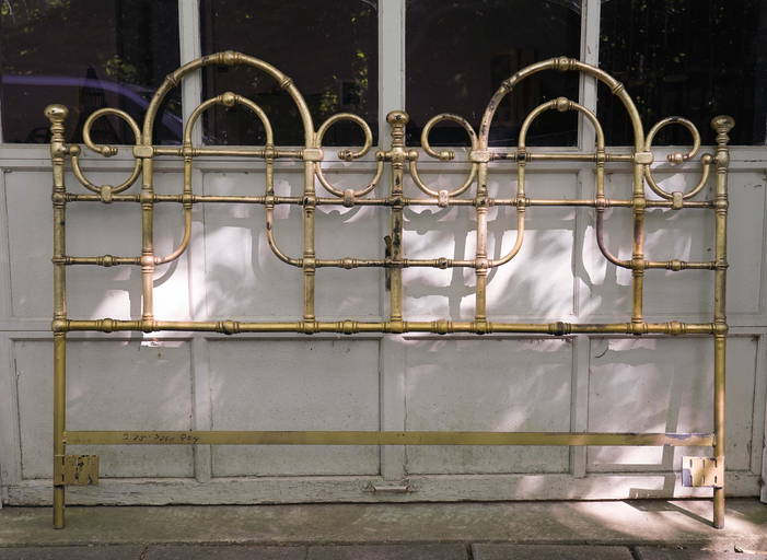 King Size Vintage Metal Headboard In Faux Brass