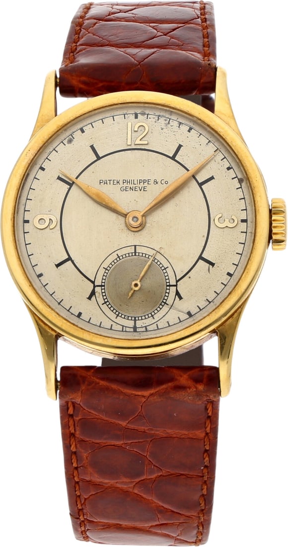 Patek Philippe: PATEK PHILIPPE EARLY CALATRAVA, 18K Gelbgold, Herstellungsjahr ca. 1925 - 1930, Durchmesser ca. 30,2 mm, Gehäuse Fein proportioniertes Gelbgoldgehäuse mit elegant geschwungenen Bandanstössen.