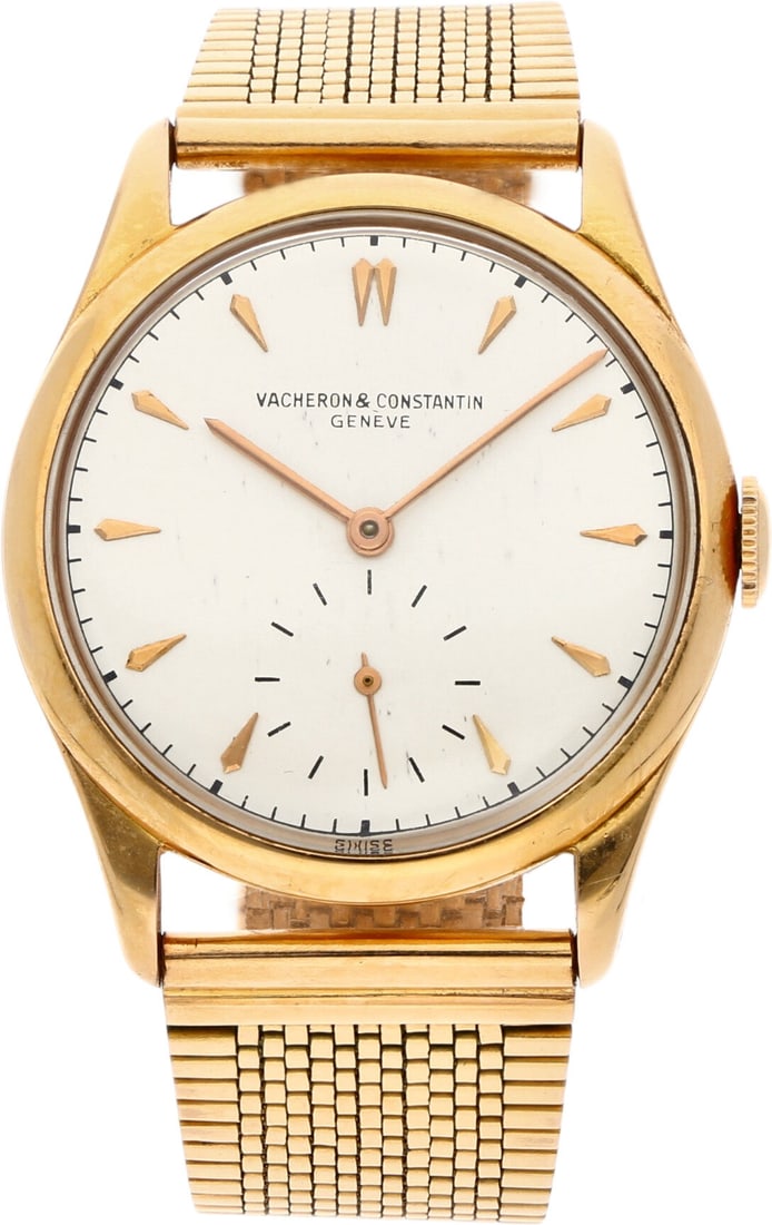 Vacheron Constantin: VACHERON CONSTANTIN DRESSWATCH «QUIET LUXURY», 18K Gelbgold, Referenz 4555, Herstellungsjahr ca. 1950, Durchmesser 33,6 mm, Gehäuse Rundes Gelbgoldgehäuse mit schlanker