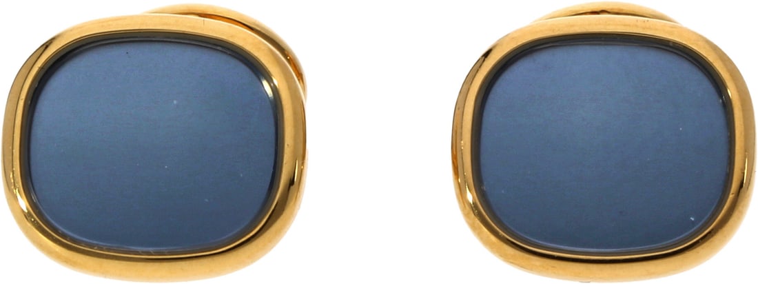 Patek Philippe: PATEK PHILIPPE MANSCHETTENKNÖPFE, 18K Gelbgold, Herstellungsjahr ca. 1980er, Durchmesser 16 mm × 14 mm, Gehäuse Paar Manschettenknöpfe in 18K Gelbgold, Cushion-förmig gearbeitet mit polierter