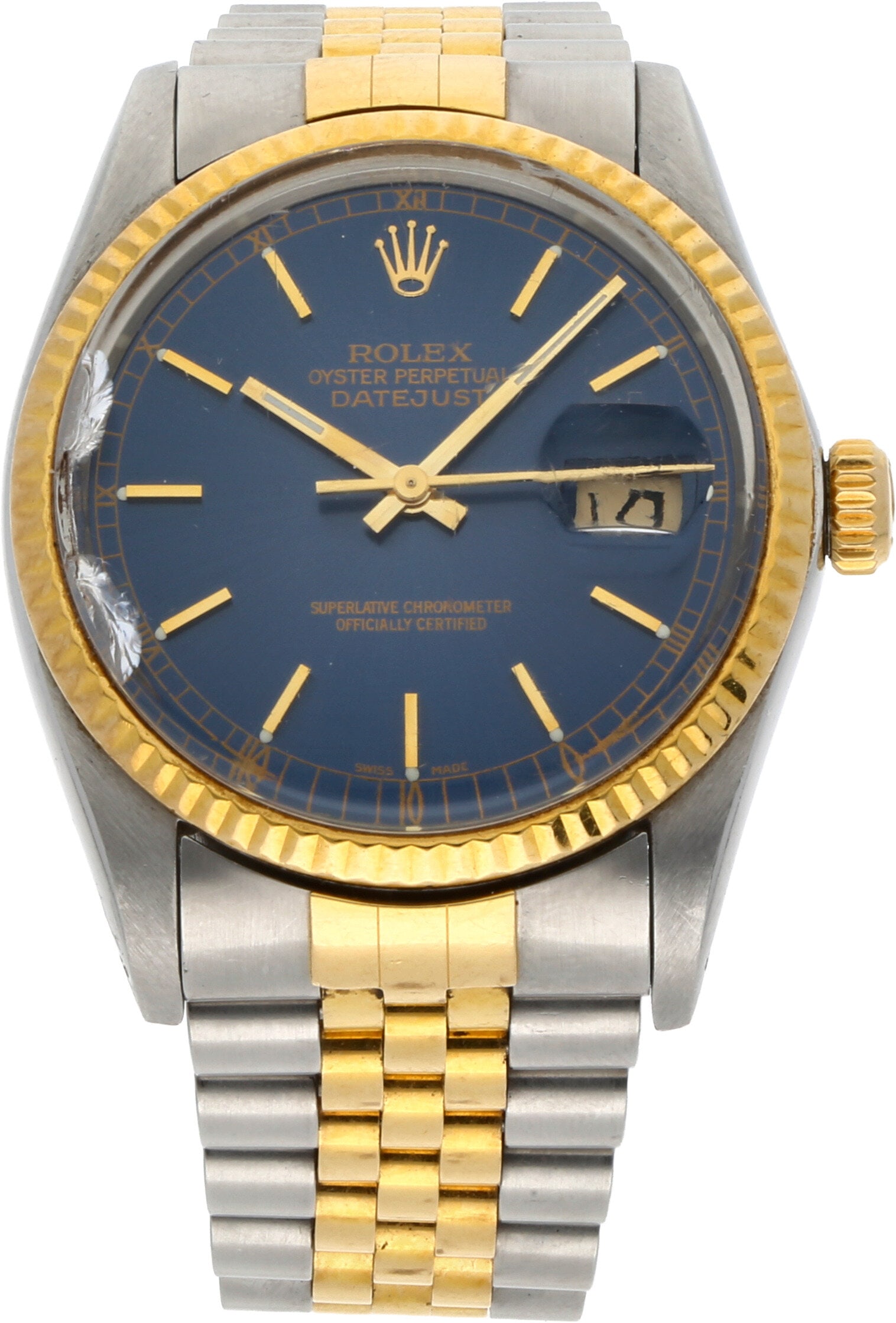 Rolex: ROLEX DATEJUST 36, Edelstahl/18K Gelbgold, Referenz 16013, Herstellungsjahr ca. 1984, Durchmesser 36 mm, Gehäuse Klassisches Oyster-Gehäuse in Edelstahl mit kannelierter Lünette aus