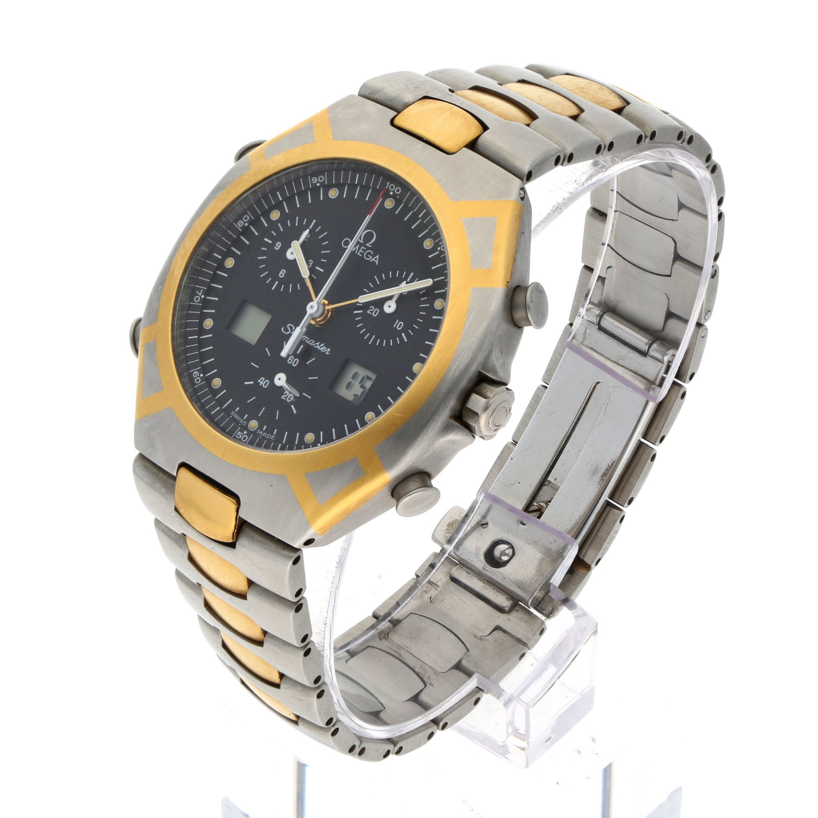 Omega: OMEGA SEAMASTER POLARIS «SEOUL/CALGARY», Edelstahl/18K Gelbgold, Referenz 386,1231, Herstellungsjahr 1988, Durchmesser 41 mm, Gehäuse Tonneauförmiges Polaris-Gehäuse in Stahl 