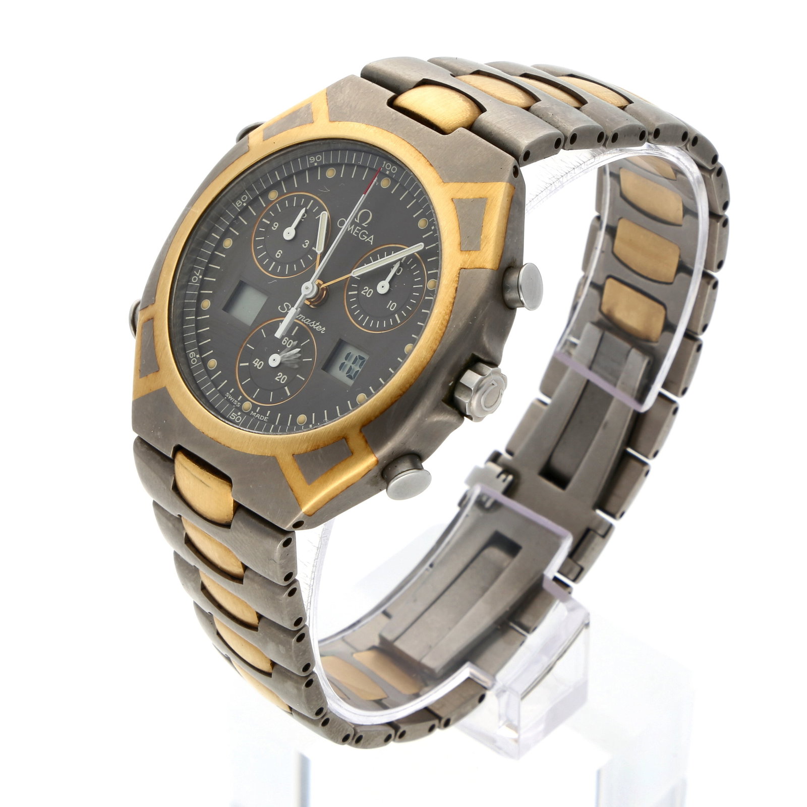 Omega: OMEGA SEAMASTER POLARIS «SEOUL/CALGARY», Edelstahl/18K Gelbgold, Referenz 386.1231, Herstellungsjahr 1988, Durchmesser 41 mm, Gehäuse Tonneauförmiges Polaris-Gehäuse in Stahl 