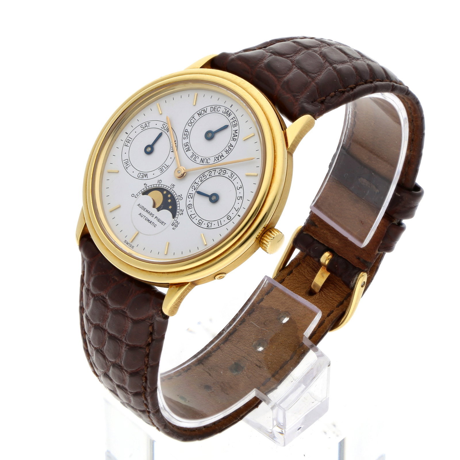 Audemars Piguet: AUDEMARS PIGUET QUANTIÈME PERPÉTUEL AUTOMATIQUE, 18K Gelbgold, Referenz 25657BA, Herstellungsjahr ca. 1990, Durchmesser 36 mm, Gehäuse Rundes Gelbgoldgehäuse mit fein gestufter