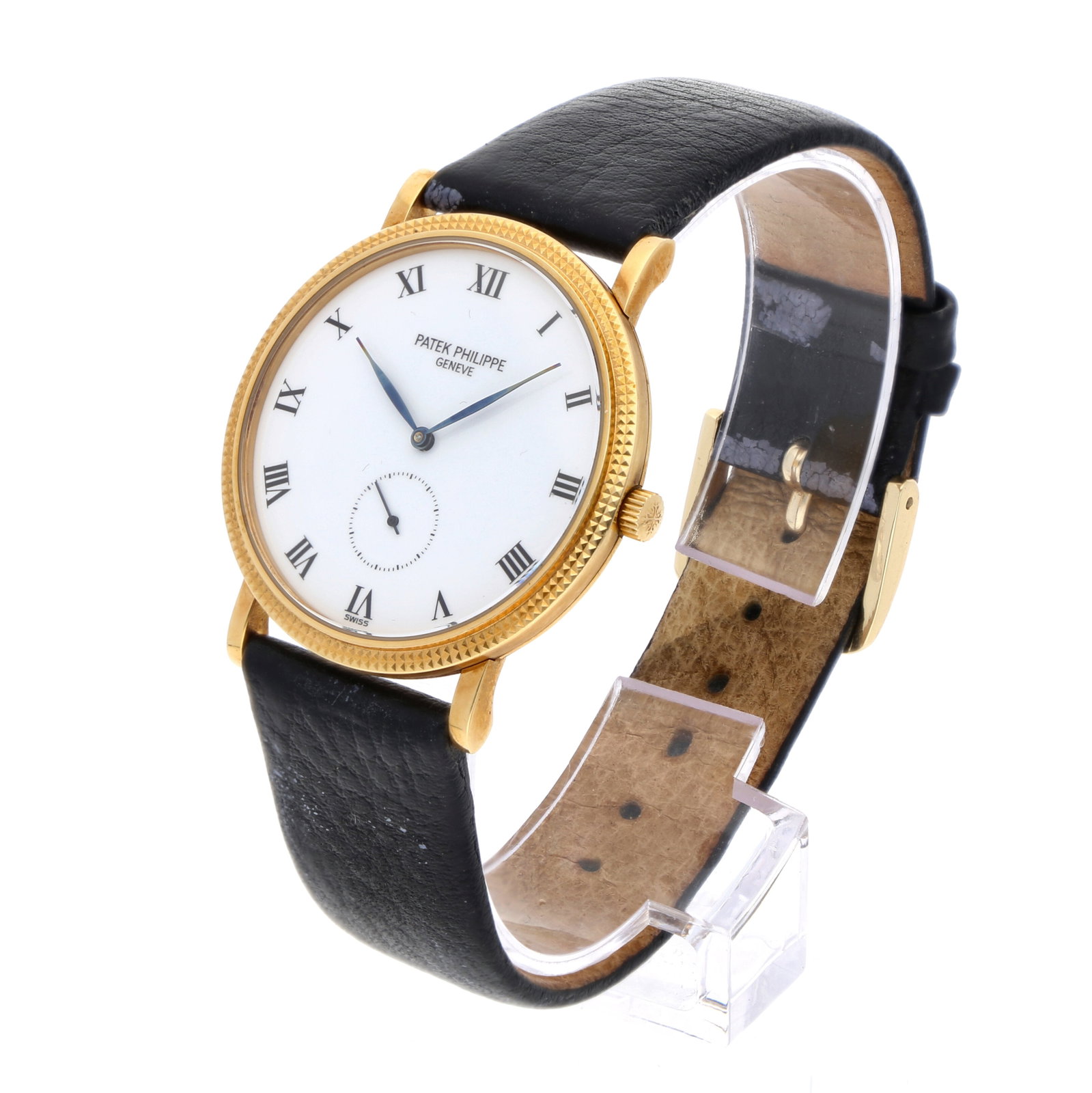 Patek Philippe: PATEK PHILIPPE CALATRAVA, 18K Gelbgold, Referenz 3919, Herstellungsjahr 1991, Durchmesser 33 mm, Gehäuse Ikonisches Calatrava-Gehäuse aus 18K Gelbgold mit Clous-de-Paris-Lünette. Blanc