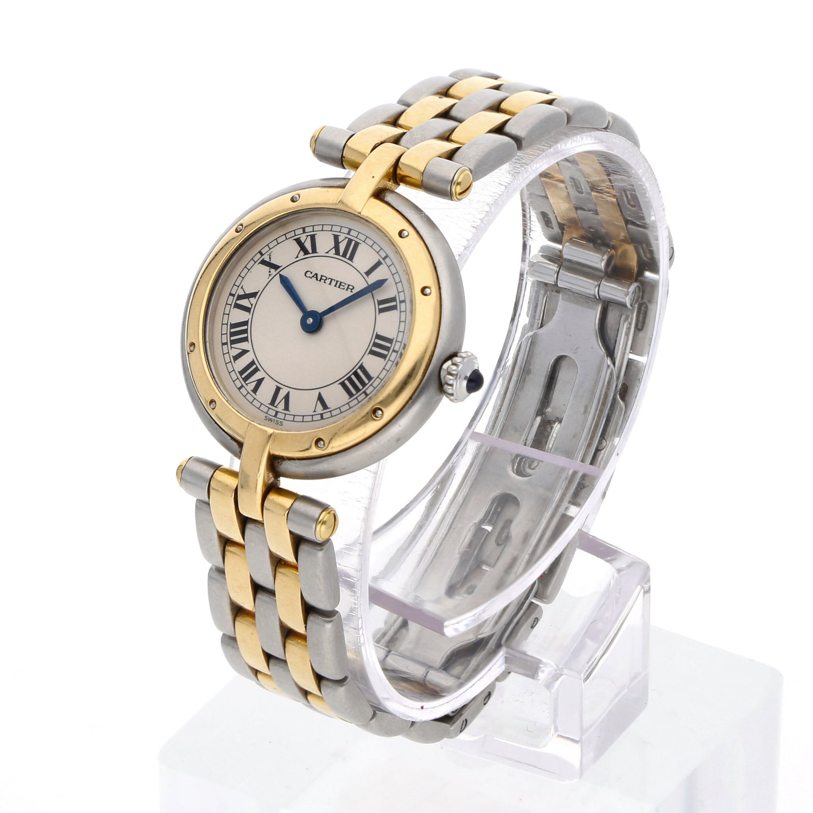 Cartier: CARTIER PANTHÈRE VENDÔME, Edelstahl/18K Gelbgold, Referenz W25030B6, Herstellungsjahr ca. 1990, Durchmesser 24 mm, Gehäuse Kompaktes Bicolor-Gehäuse mit weich gerundeter