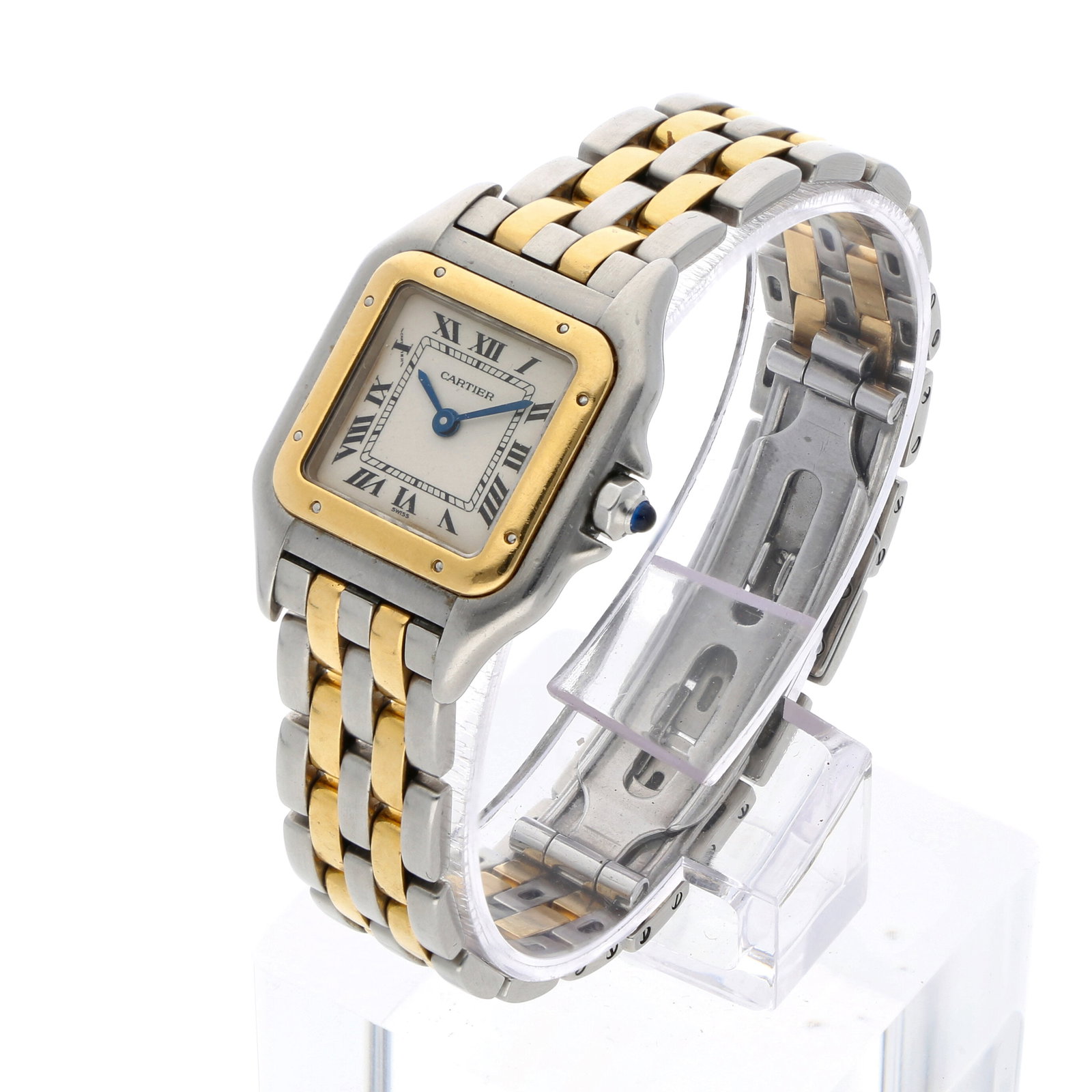 Cartier: CARTIER PANTHÈRE SMALL MODEL, Edelstahl/18K Gelbgold, Referenz 1120, Herstellungsjahr ca. 1990er Jahre, Durchmesser 22 mm, Gehäuse Kleines Panthère-Gehäuse in Bicolor mit weich ger