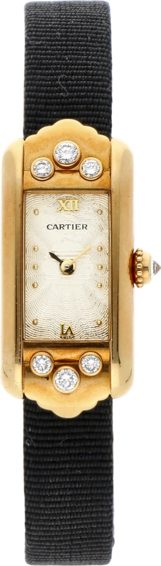 Cartier: CARTIER TANK ALLONGÉE, 18K Gelbgold, Referenz 1380, Herstellungsjahr ca. 1990er-Jahre, Durchmesser 32 mm × 14 mm, Gehäuse Schlankes Allongée-Gehäuse aus 18K Gelbgold mit