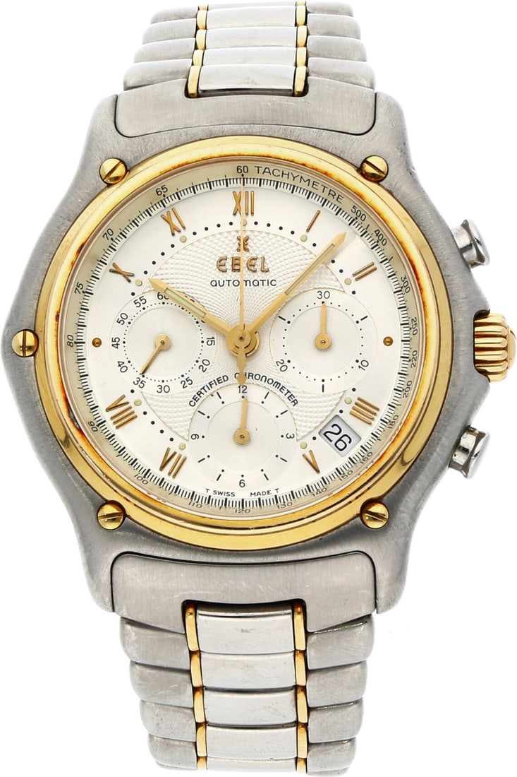 Ebel: EBEL LE MODULOR, Edelstahl/18K Gelbgold, Referenz 1137.241.60.62, Herstellungsjahr 1995, Durchmesser 41 mm, Gehäuse Organisch geformtes Bicolor-Gehäuse mit markanten Schultern und