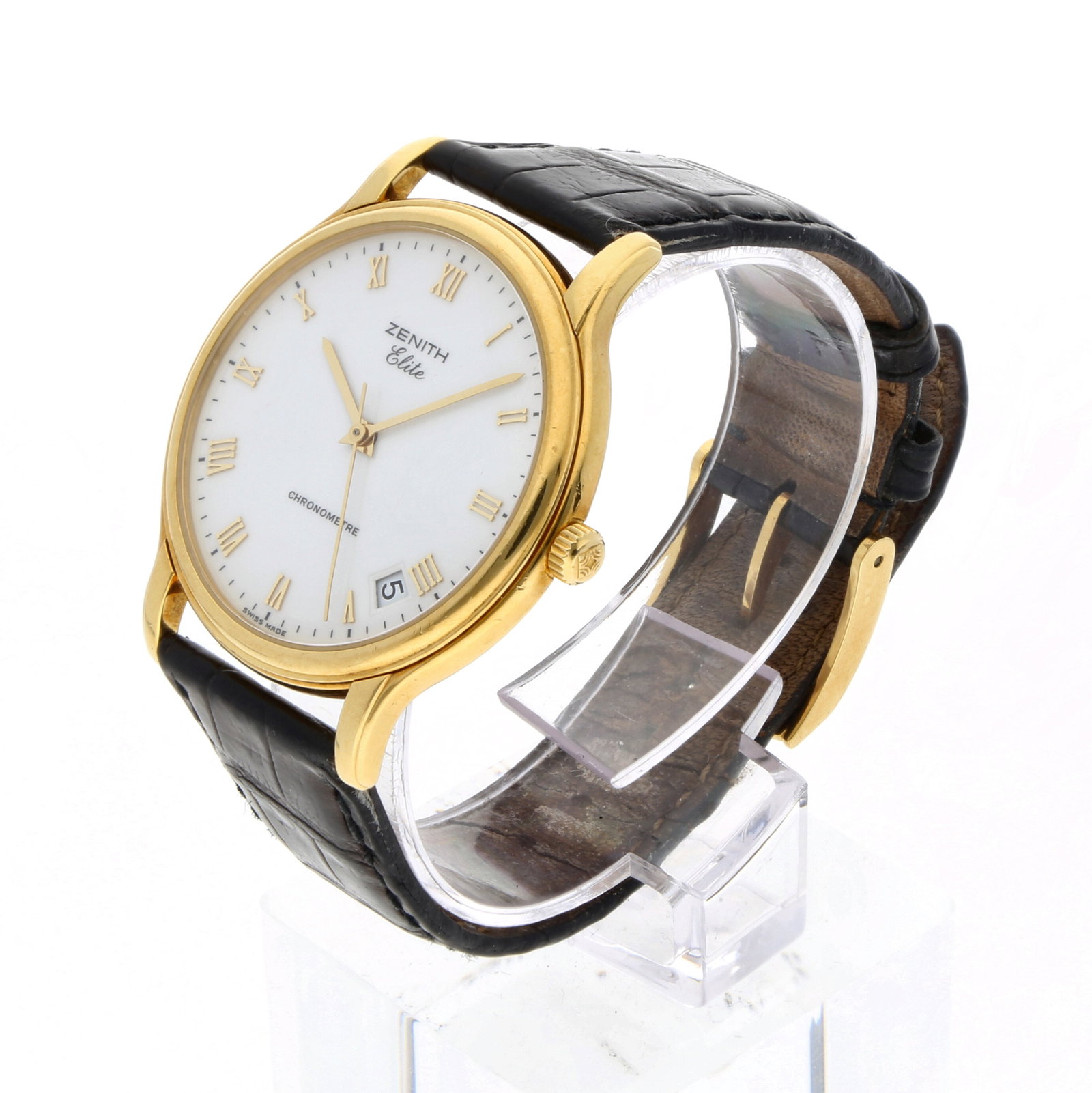 Zenith: ZENITH ELITE CHRONOMETRE, 18K Gelbgold, Referenz 30.0240.670, Herstellungsjahr ca. 1996, Durchmesser 36 mm, Gehäuse Rundes Gehäuse aus 18K Gelbgold mit fein abfallender Lünette und