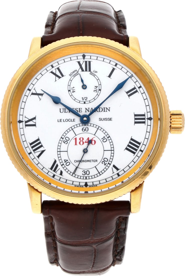 Ulysse Nardin: ULYSSE NARDIN MARINE CHRONOMETER 1846, 18K Gelbgold, Referenz 266-22, Herstellungsjahr ca. 2005, Durchmesser 38 mm, Gehäuse Klassisches Rund-Gehäuse aus 18K Gelbgold mit charakteristisch ger