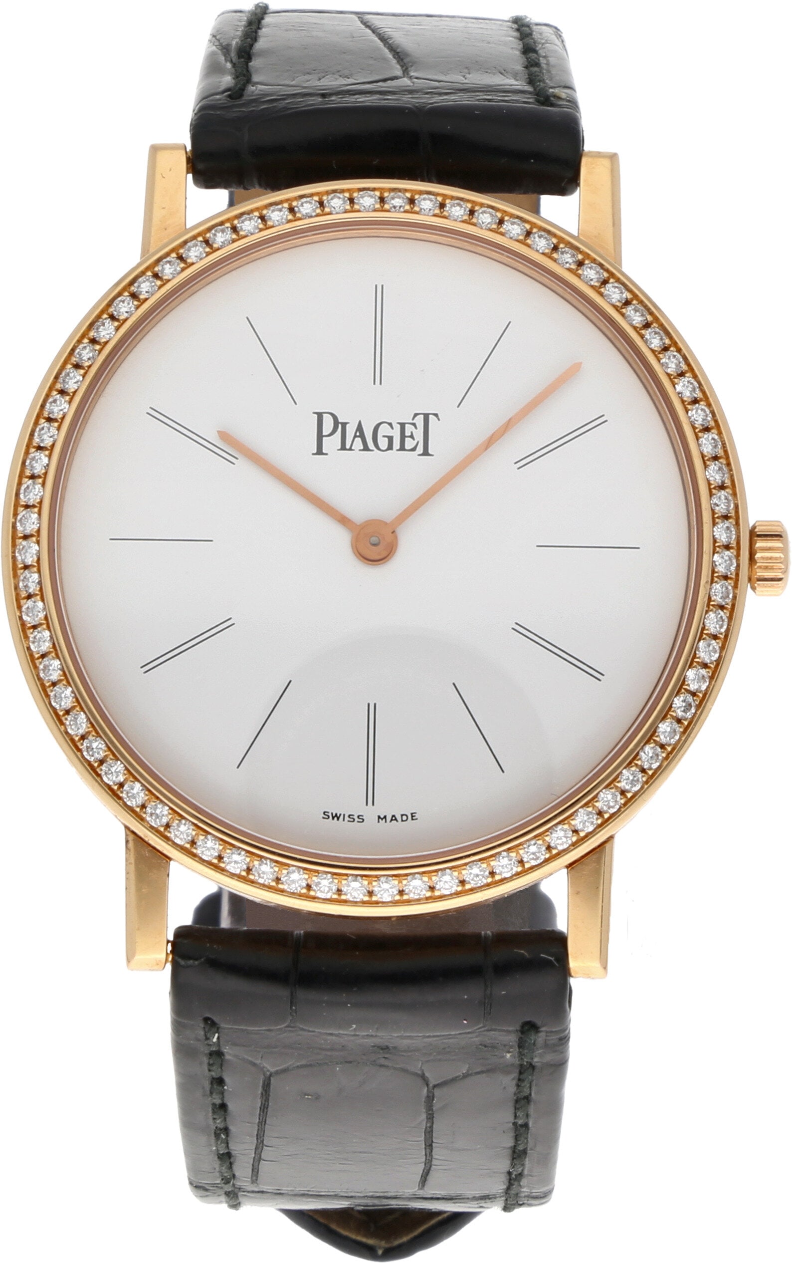Piaget: PIAGET ALTIPLANO, 18K Roségold, Referenz G0A80501, Herstellungsjahr ca. 2008, Durchmesser 34 mm, Gehäuse Ultraflaches Gehäuse aus 18K Roségold mit doppelt gefasster