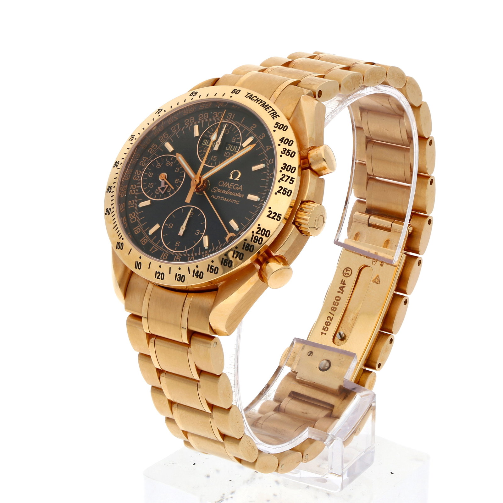 Omega: OMEGA SPEEDMASTER DAY-DATE, 18K Roségold, Referenz 3123.50, Herstellungsjahr ca. 2007, Durchmesser 39 mm, Gehäuse Speedmaster-Gehäuse aus 18K Roségold mit fester Tachymeterlün