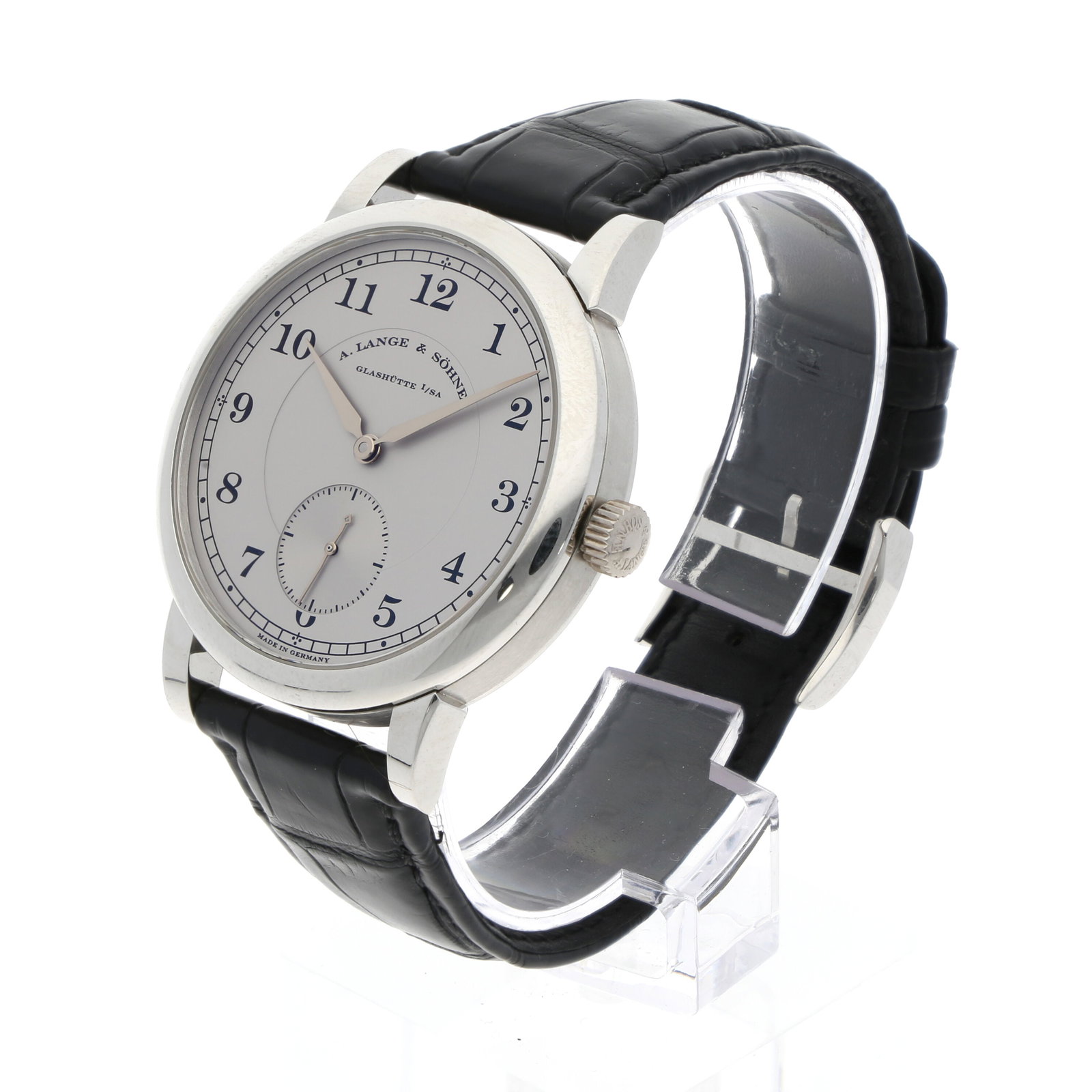 A. Lange & Söhne: A. LANGE & SÖHNE 1815, Platin 950, Referenz 233.025, Herstellungsjahr ca. 2008, Durchmesser 40 mm, Gehäuse Rundes Platingehäuse mit polierter Lünette und klarer Glashütter
