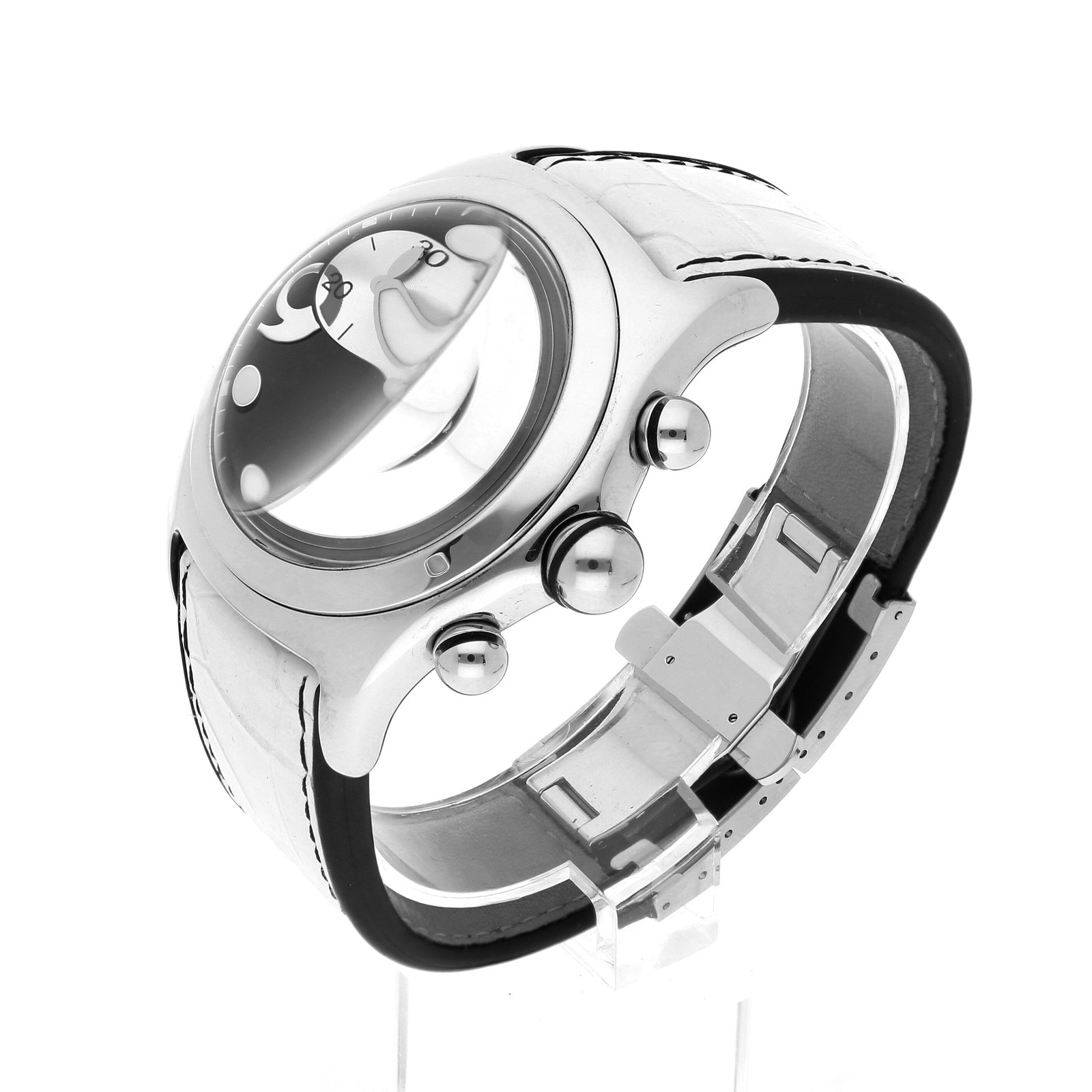 Corum: CORUM BUBBLE CHRONOGRAPH, Edelstahl, Referenz 396.150.20, Herstellungsjahr ca. 2003 – 2008, Durchmesser 45 mm, Gehäuse Markantes Bubble-Gehäuse mit domartigem Saphirglas und