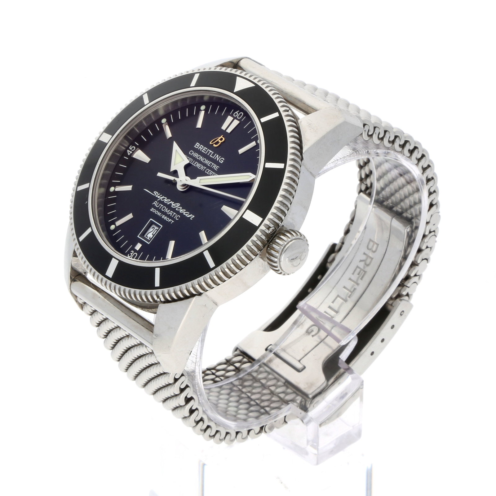 Breitling: BREITLING SUPEROCEAN HERITAGE 46, Edelstahl, Referenz A17320, Herstellungsjahr ca. 2008, Durchmesser 46 mm, Gehäuse Markantes Edelstahlgehäuse mit klaren Hörnern und geriffelter