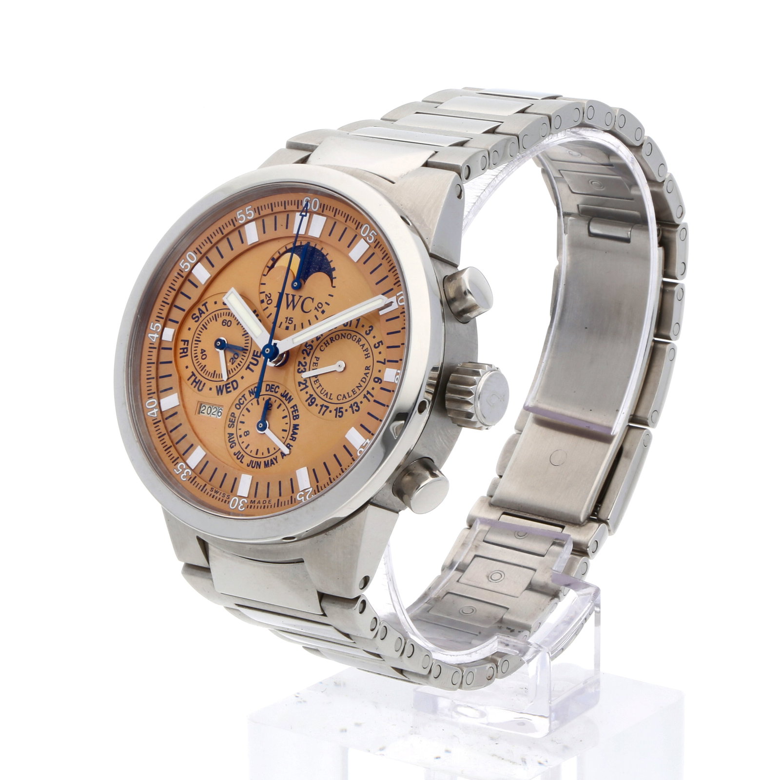 IWC: IWC GST PERPETUAL CALENDAR CHRONOGRAPH, Edelstahl, Referenz IW375611, Herstellungsjahr ca. 2005, Durchmesser 43 mm, Gehäuse Massives Edelstahlgehäuse der GST-Linie mit polierten Flanken und