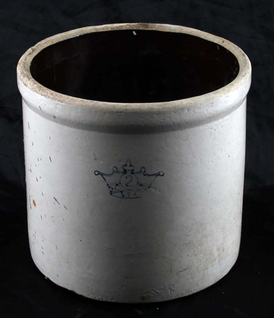 Antique Robinson Ransbottom Blue Crown Crock