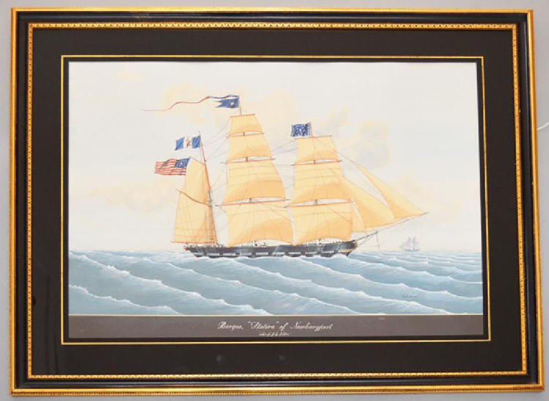 Large Marine Watercolor Painting of the Ship "Stativa" (1 of 4)