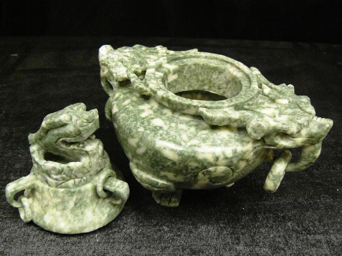 Hand Carved Chinese Jade Urn Incense Burner (1 of 2)