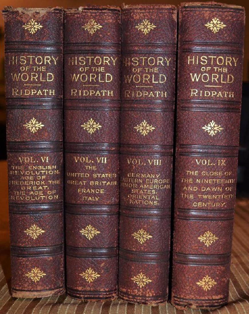 4 Vols. Antique Leather Books - History of the World - (1 of 4)