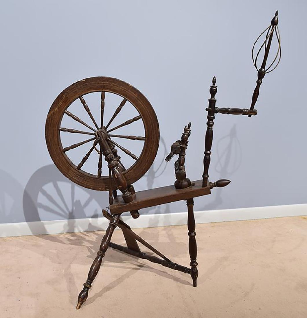 Antique 19th Century Saxony Style Wood Spinning Wheel