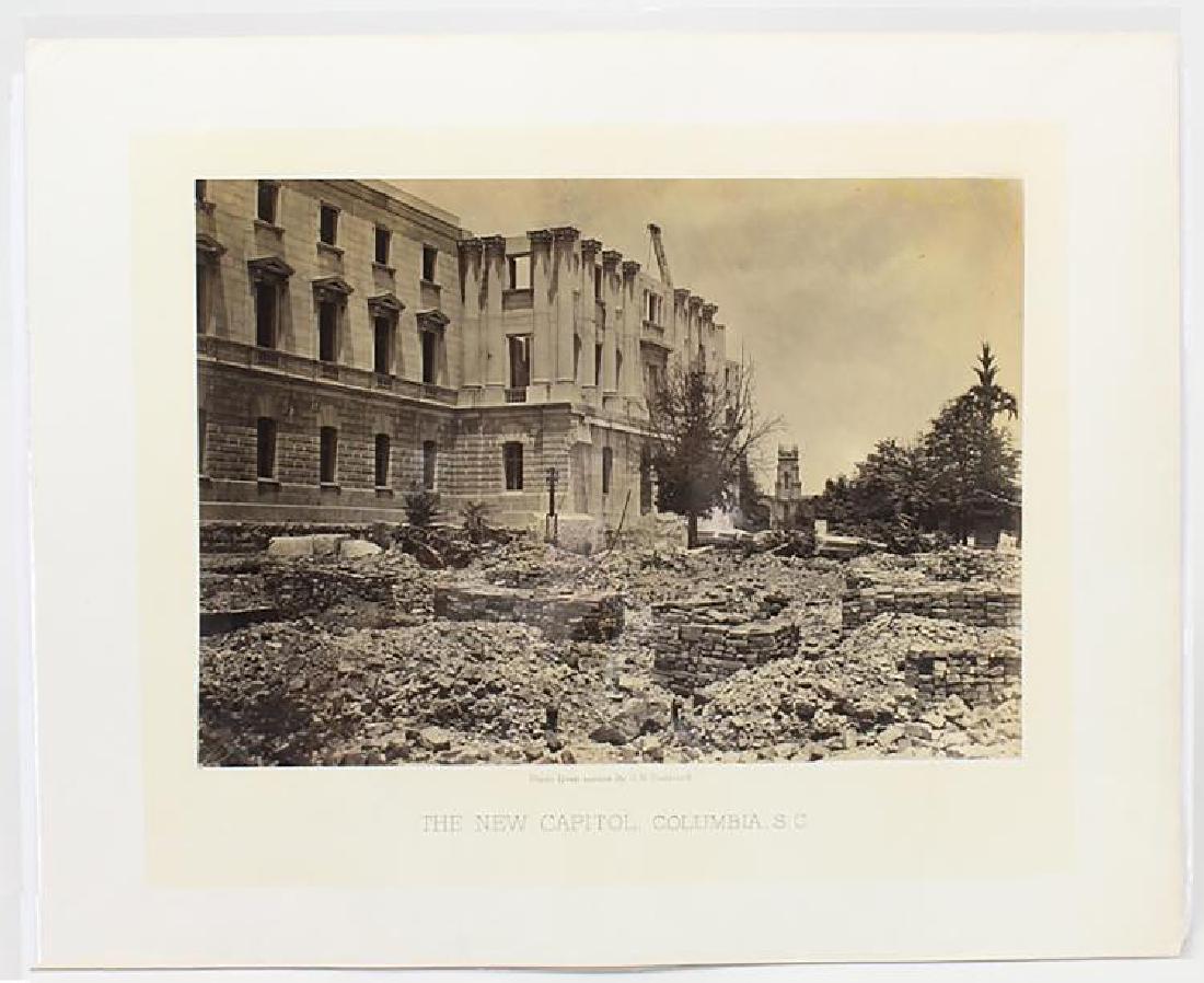 Rare George N. Barnard Original Civil War Albumen: Exceptionally Rare Civil War Photograph by George N. Barnard (1819-1902). The New Capitol, Columbia, S. C. [New York: 1866]. Albumen photograph from a negative taken in 1865, on original two-tone gilt