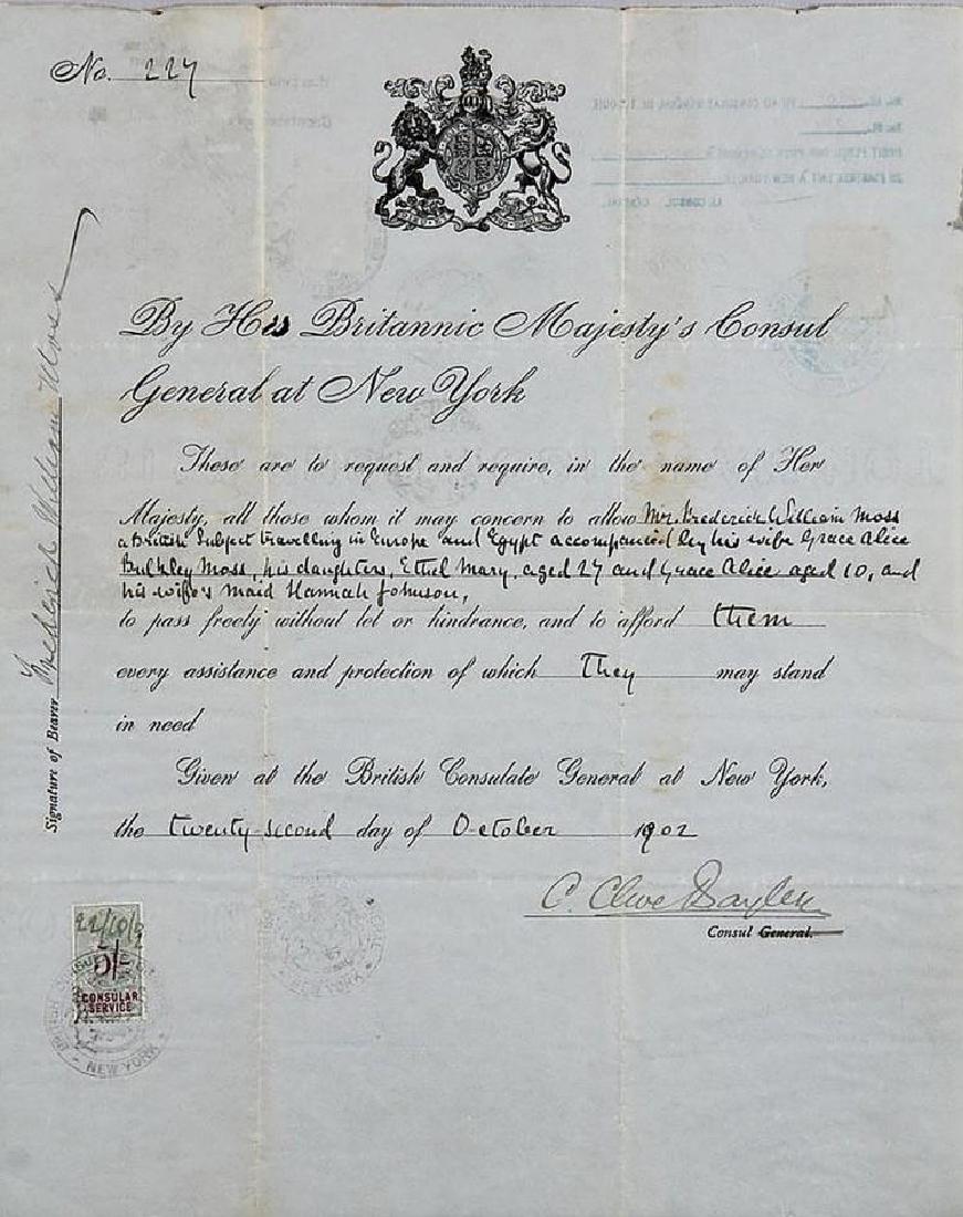 Antique British Passport Signed by G. Clive Sayler, (1 of 1)